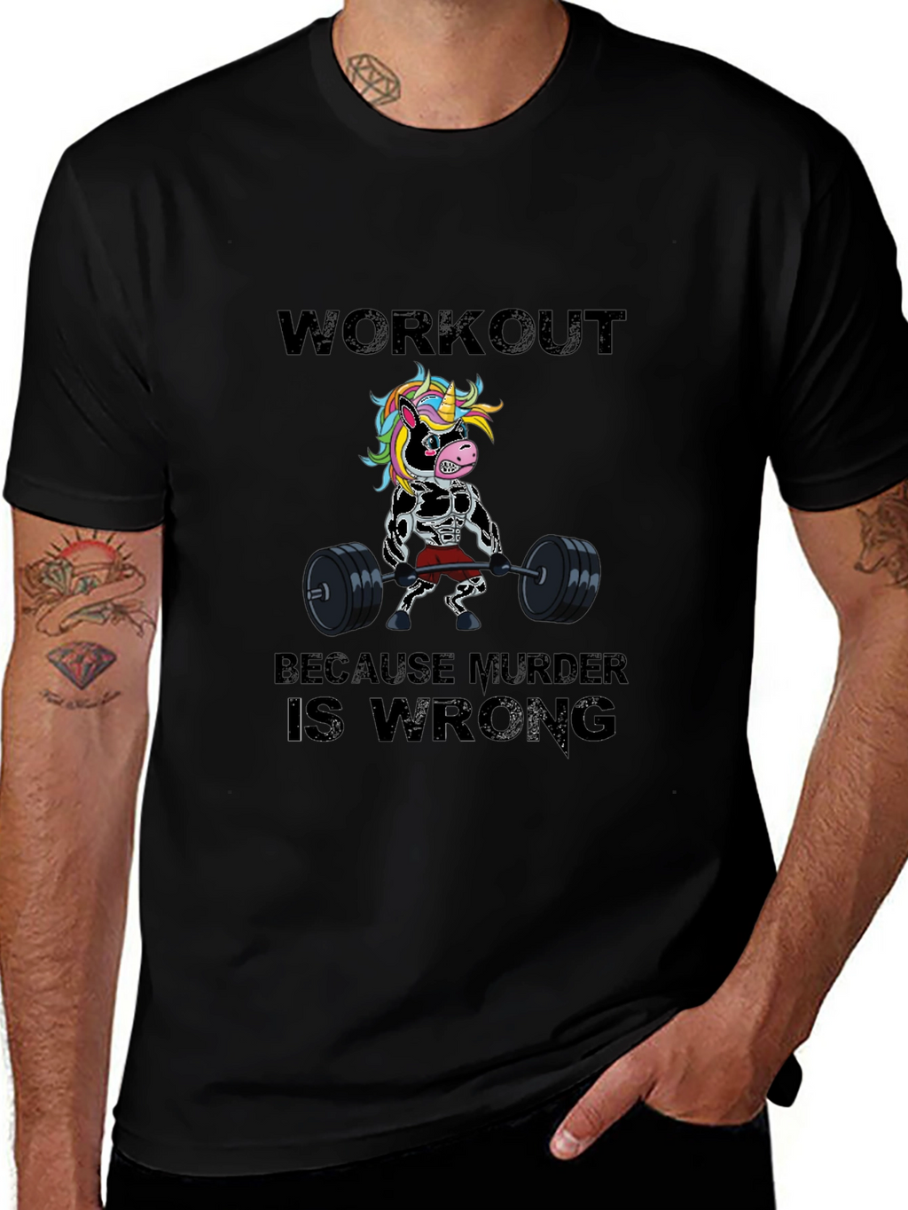 Workout Because Murder is Wrong Funny T-Shirt