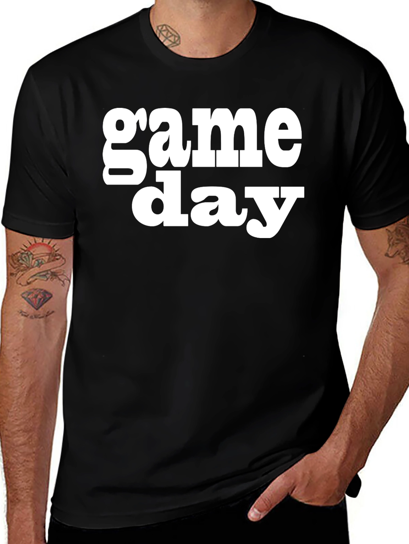 Game Day Graphic Tee - Black Cotton T-Shirt