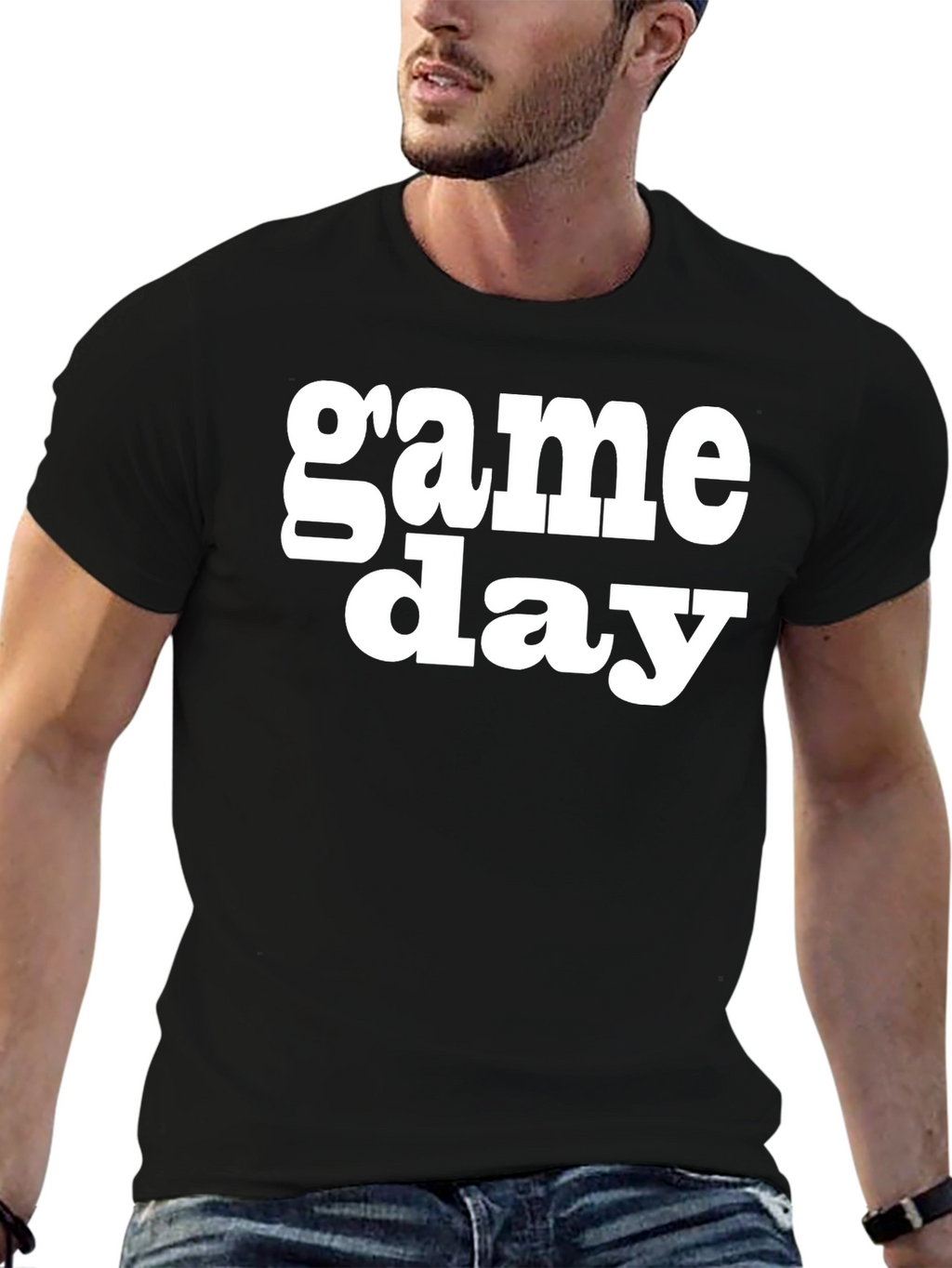 Game Day Graphic Tee - Black Cotton T-Shirt