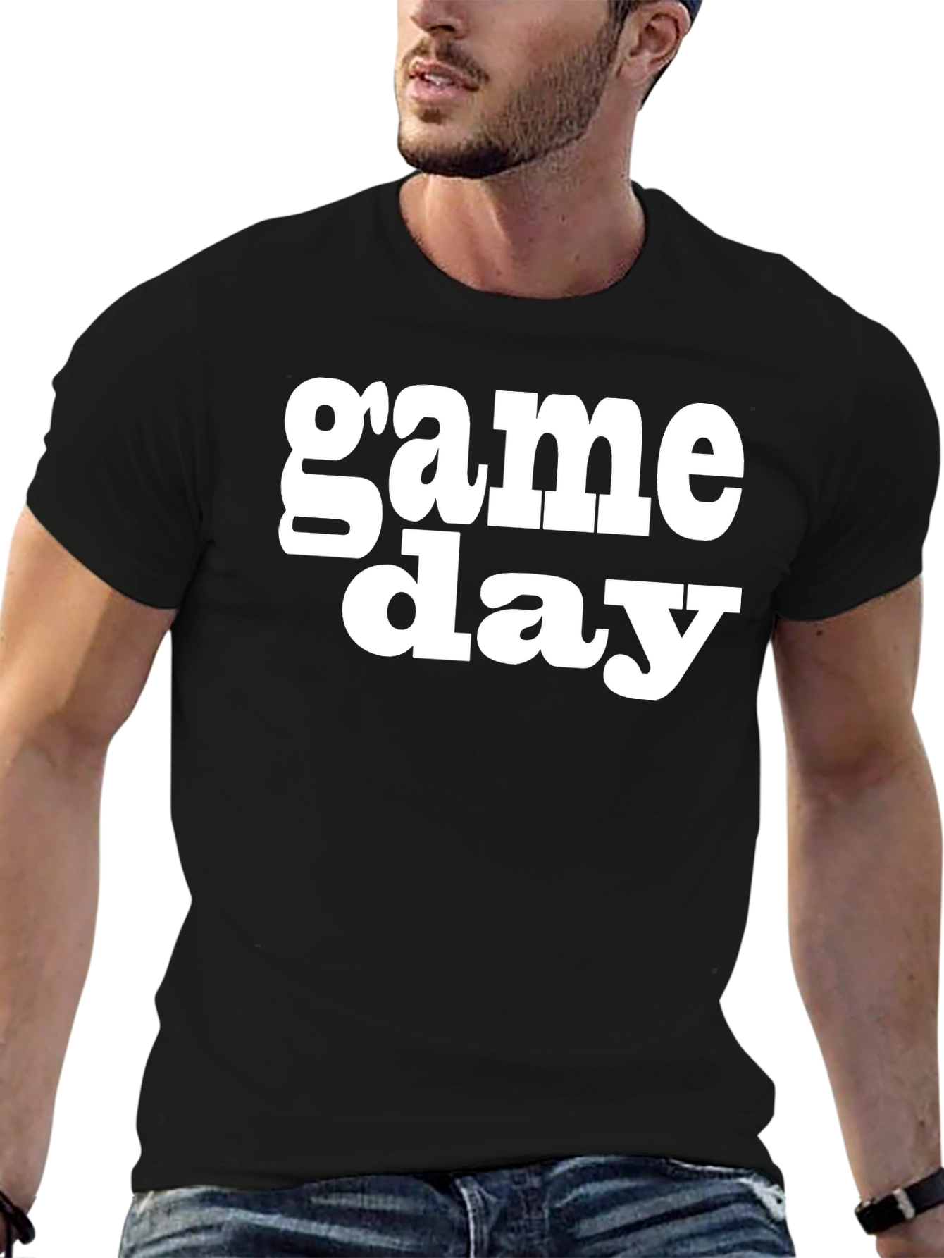 Game Day Graphic Tee - Black Cotton T-Shirt