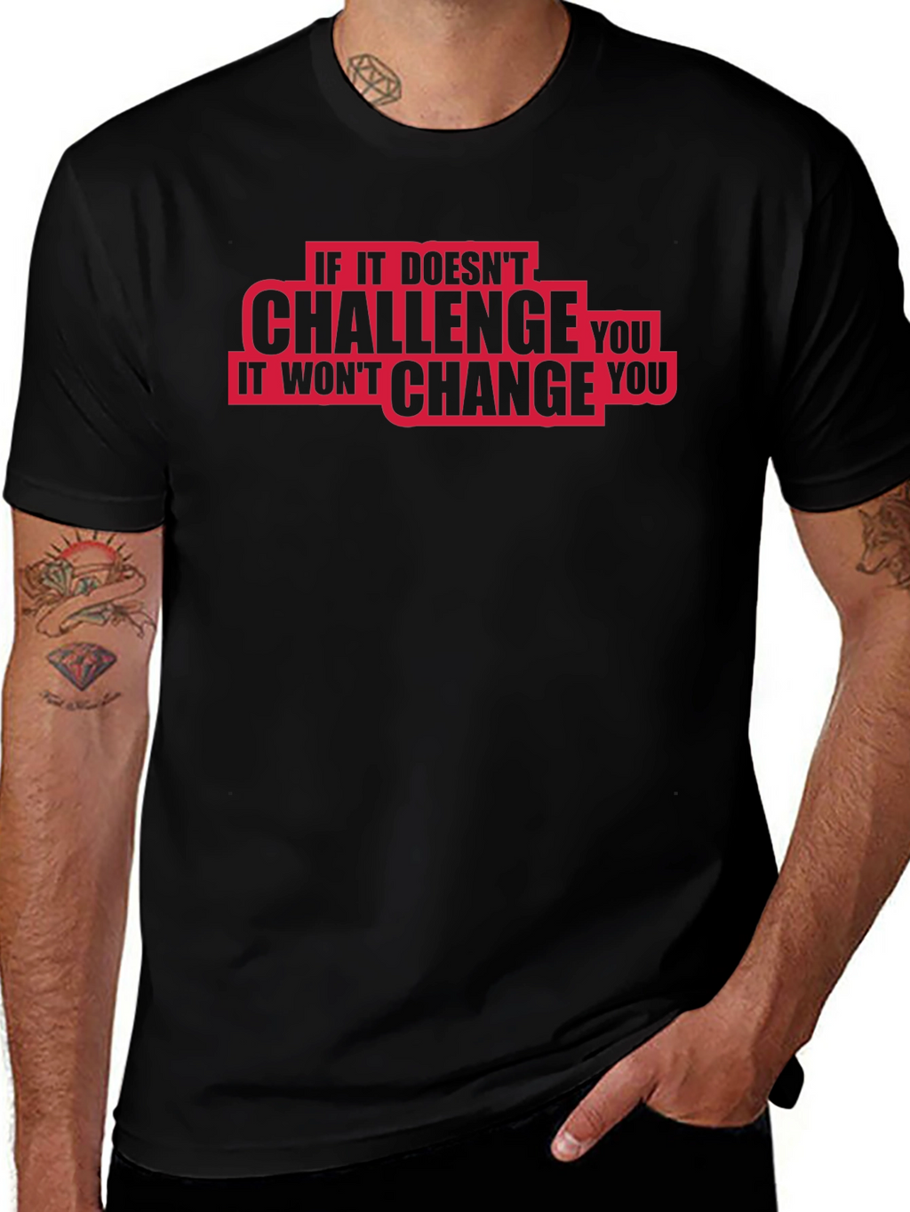 Challenge Change Graphic Tee - Motivational Black T-Shirt