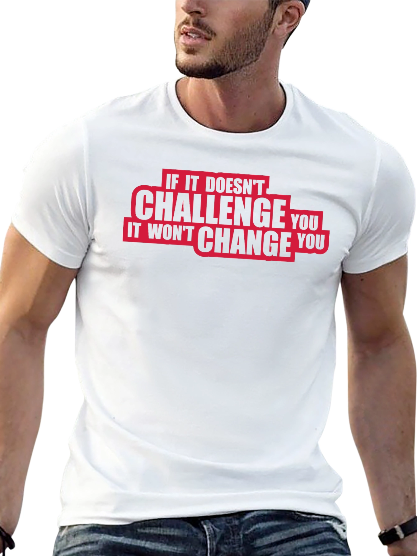 Challenge Change Graphic Tee - Motivational Black T-Shirt