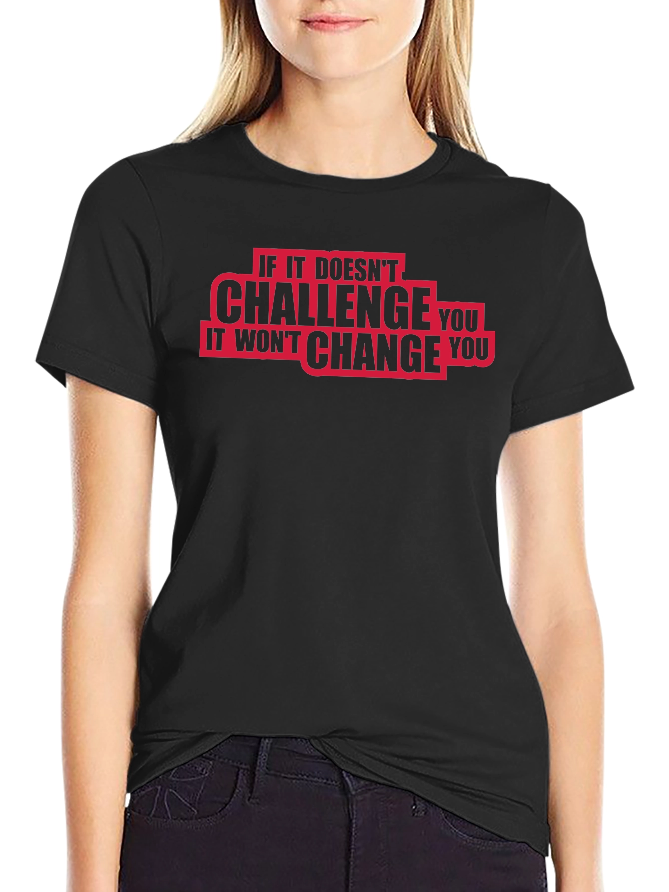 Challenge Change Graphic Tee - Motivational Black T-Shirt