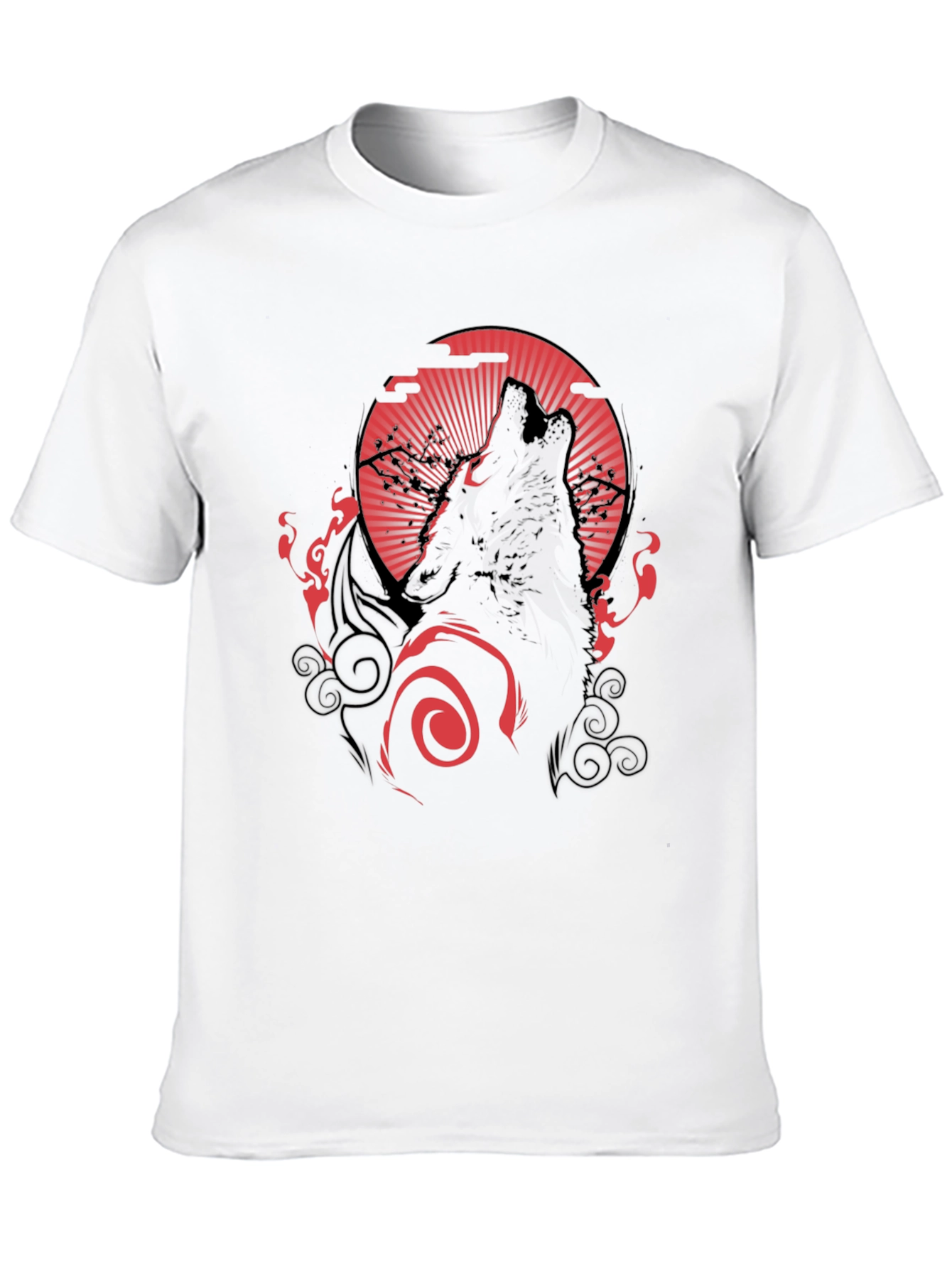 Wolf Howling at Red Moon Graphic Black Tee