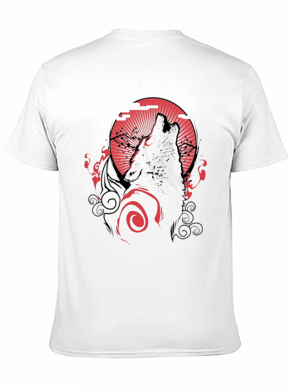 Wolf Howling at Red Moon Graphic Black Tee