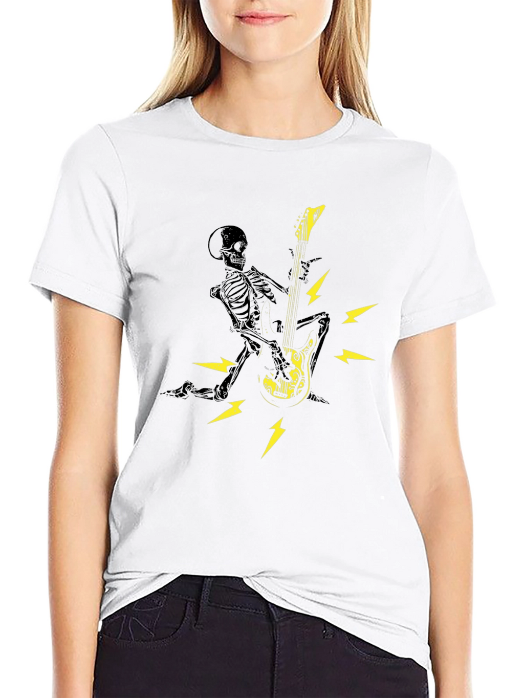 Skeleton Guitar Player Graphic T-Shirt