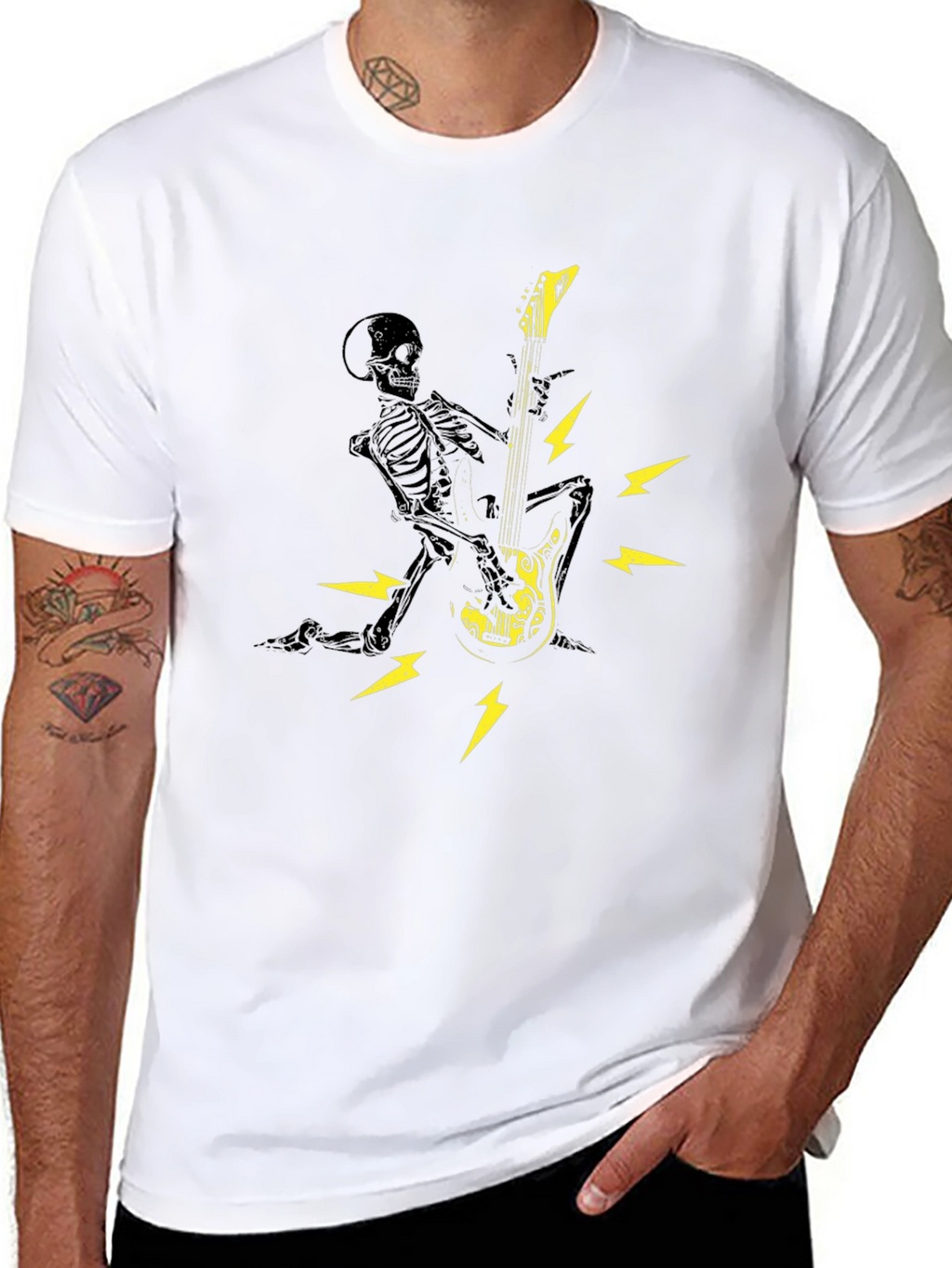 Skeleton Guitar Player Graphic T-Shirt