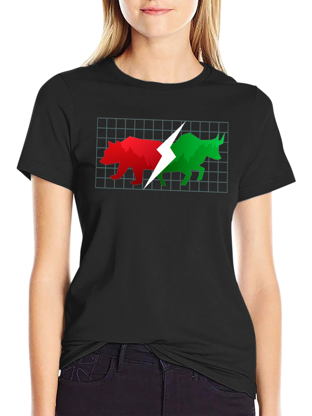 Stock Market Bull and Bear Black T-Shirt