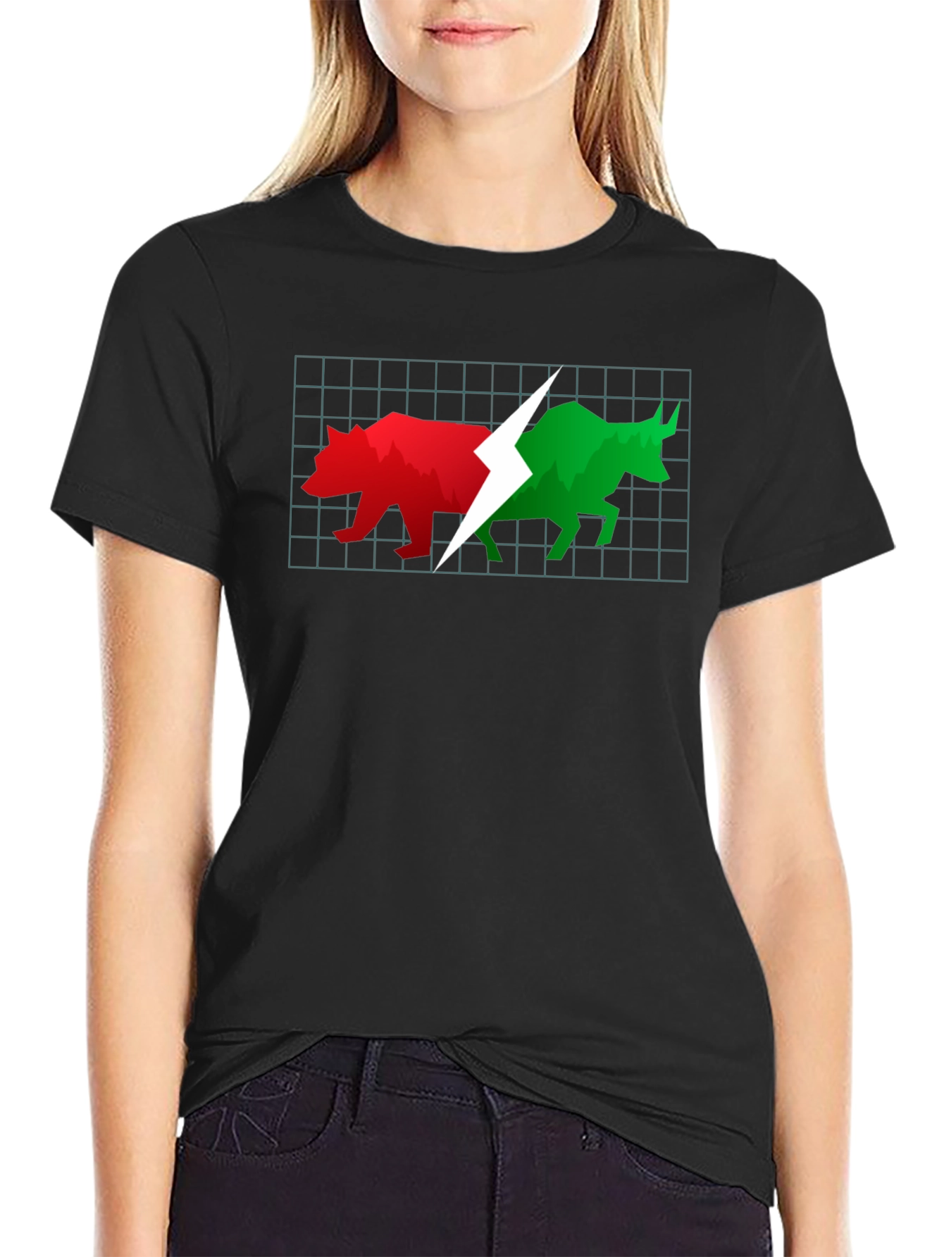 Stock Market Bull and Bear Black T-Shirt