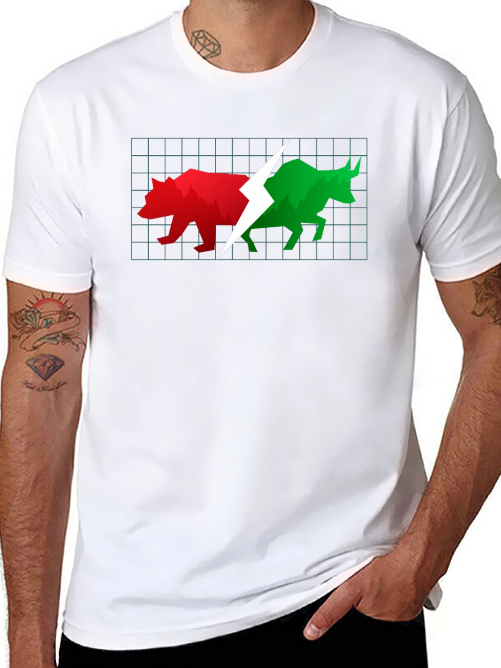 Stock Market Bull and Bear Black T-Shirt