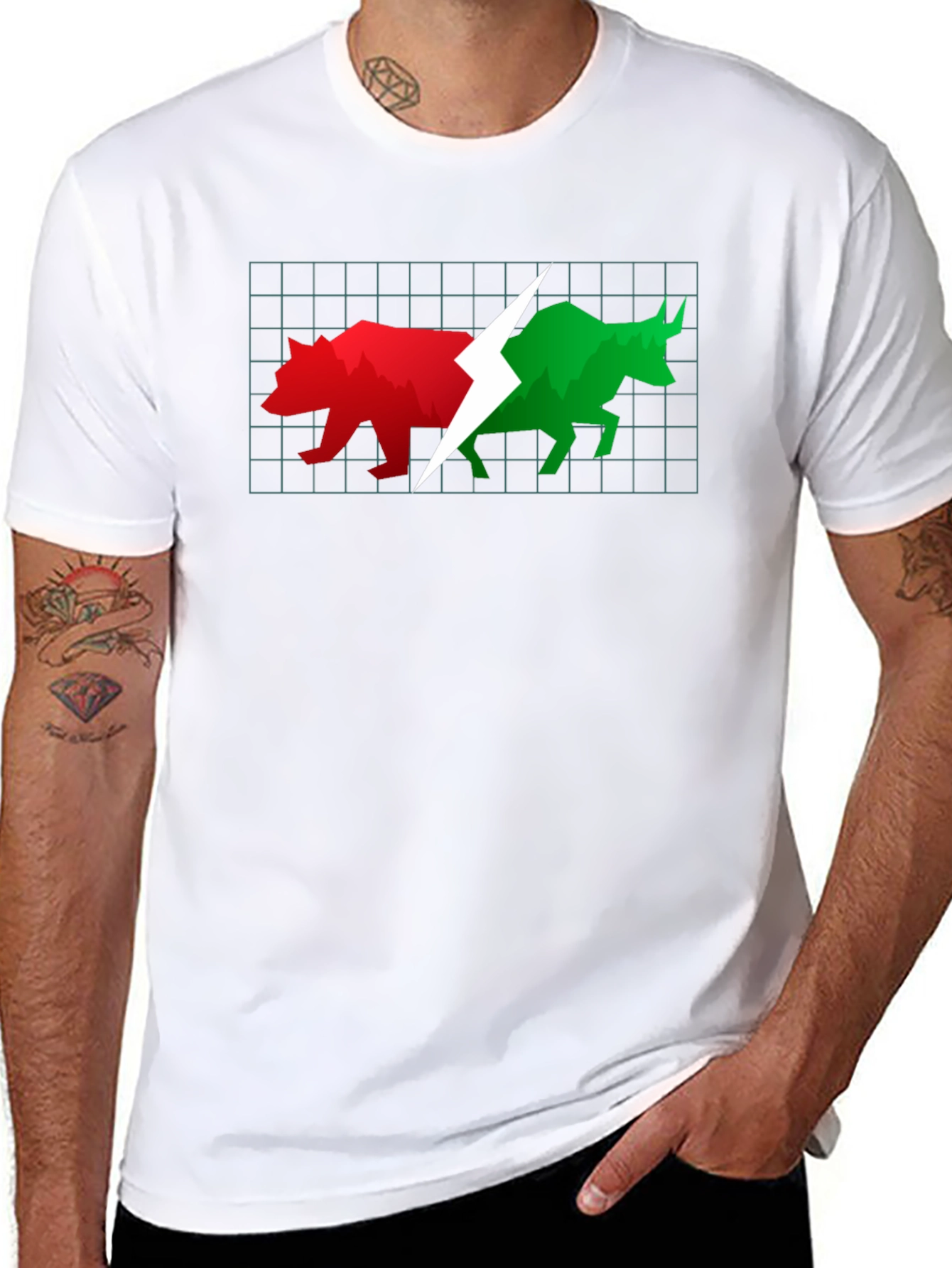 Stock Market Bull and Bear Black T-Shirt