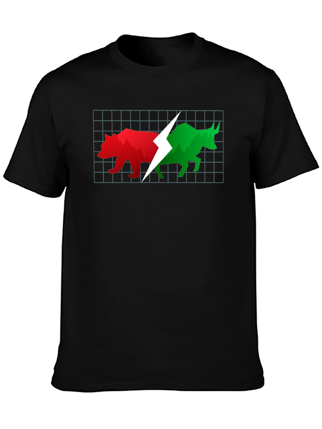Stock Market Bull and Bear Black T-Shirt
