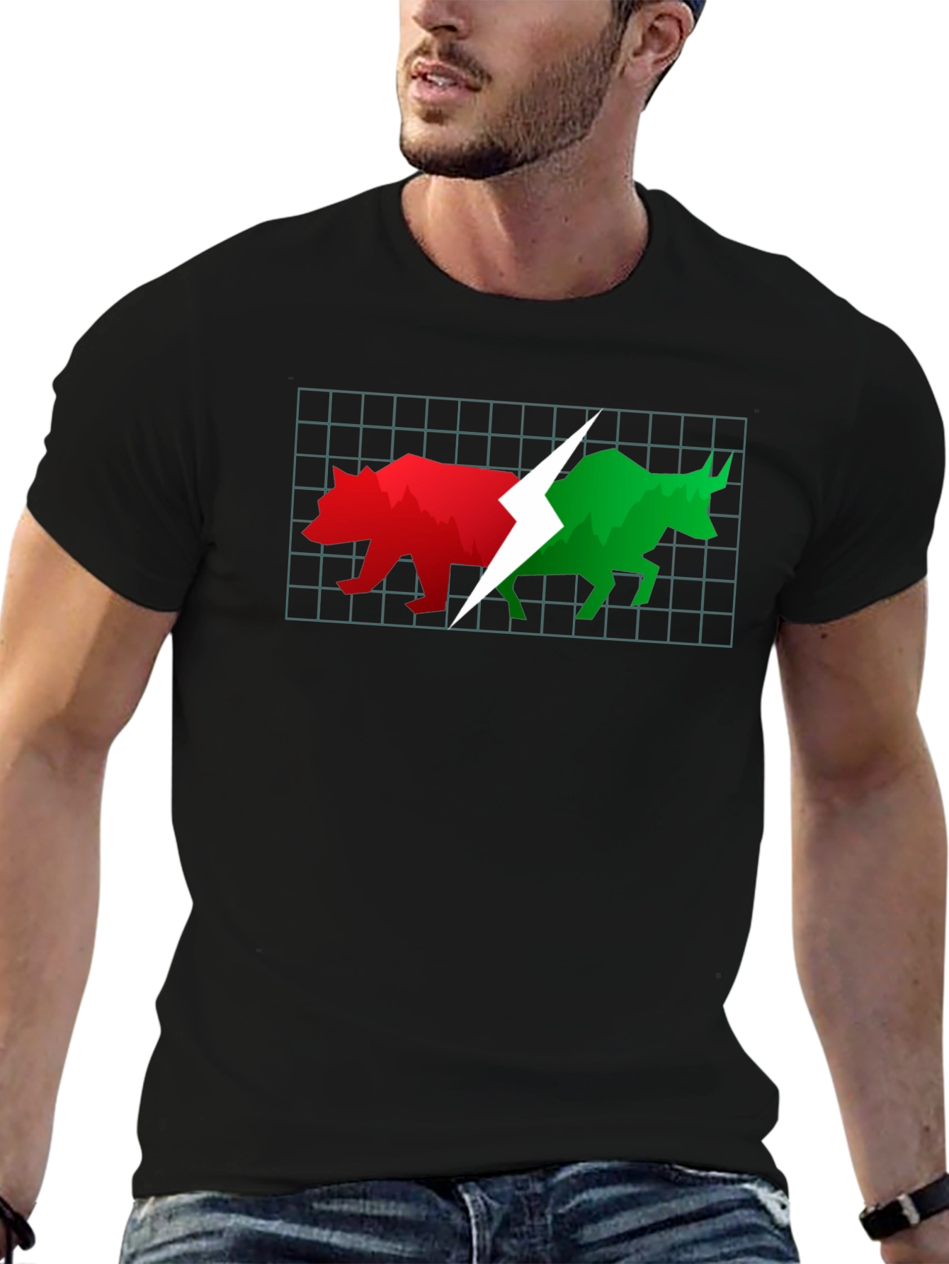Stock Market Bull and Bear Black T-Shirt