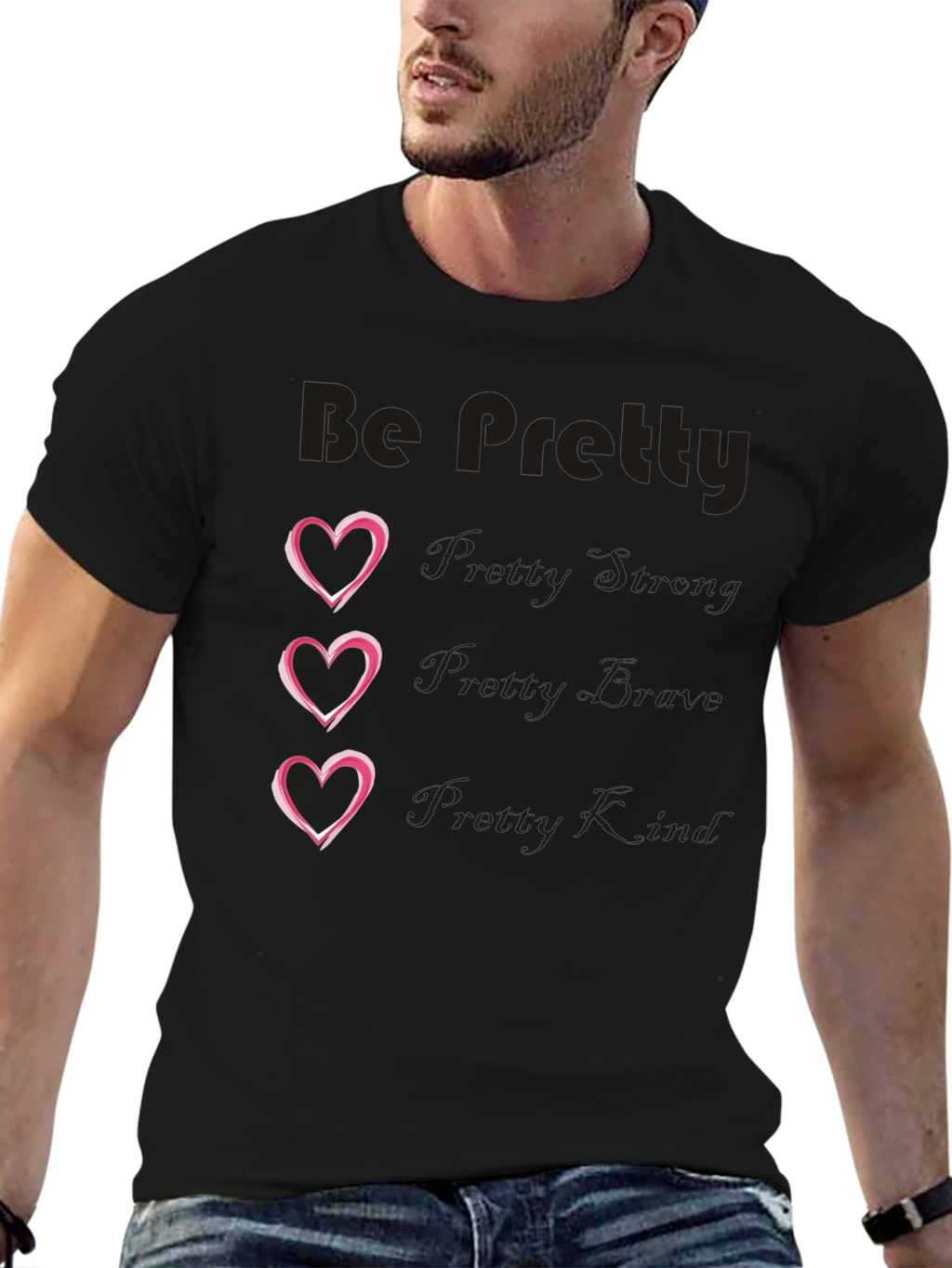 Be Pretty Heart Tee - Black Cotton Blend