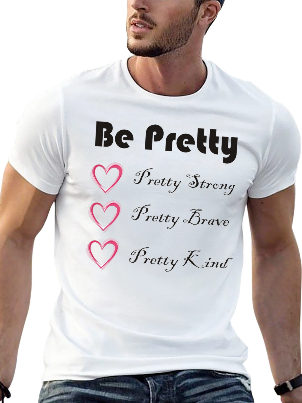 Be Pretty Heart Tee - Black Cotton Blend