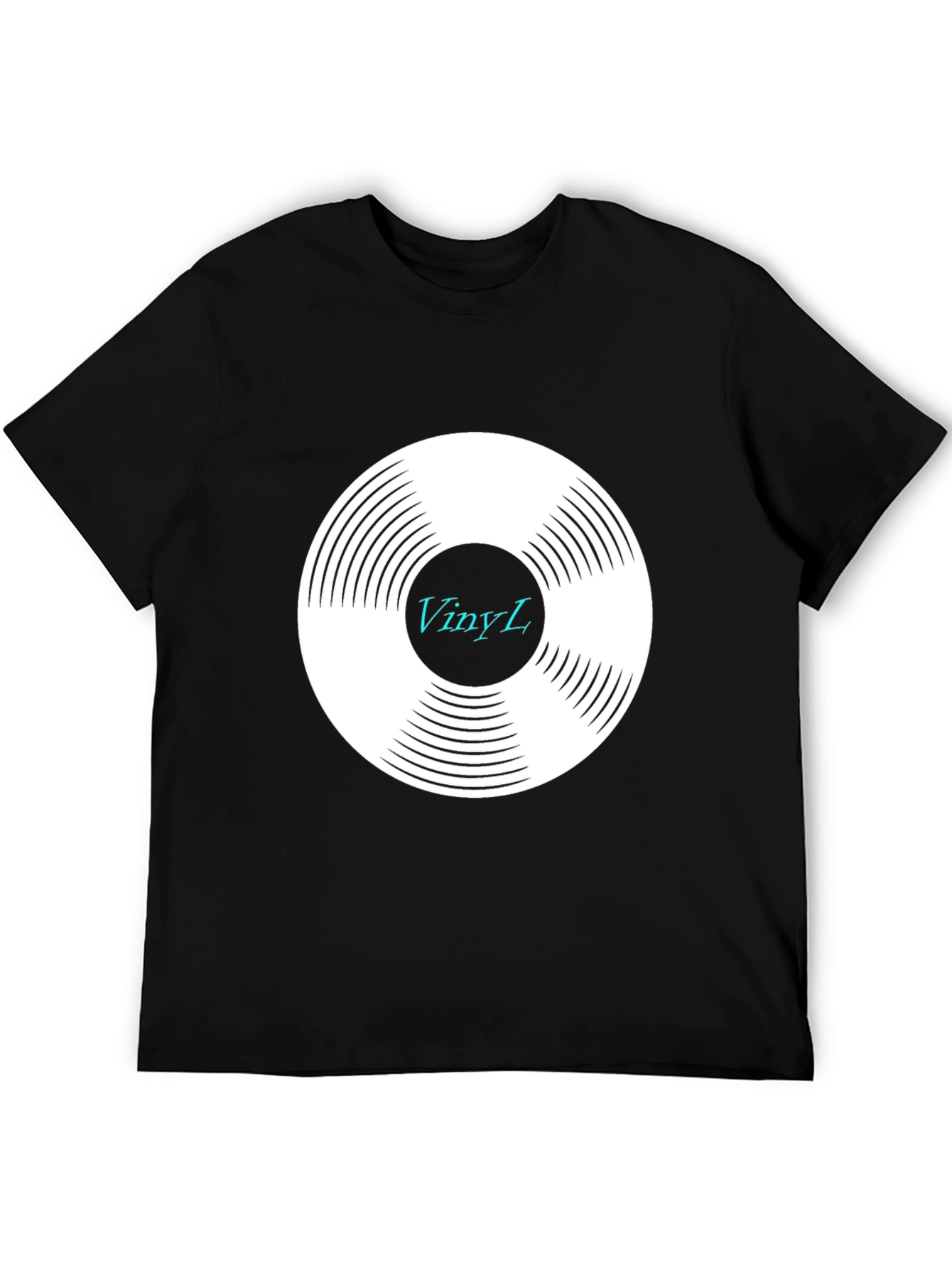 Vinyl Record Graphic Tee - Black Cotton Blend