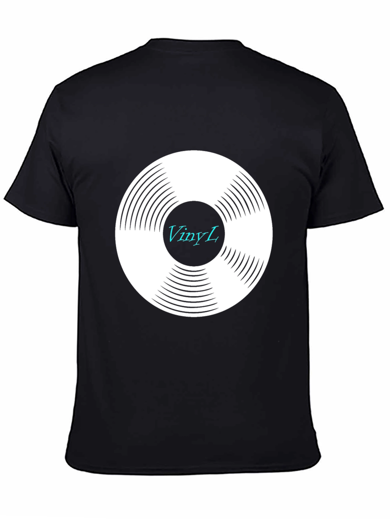 Vinyl Record Graphic Tee - Black Cotton Blend