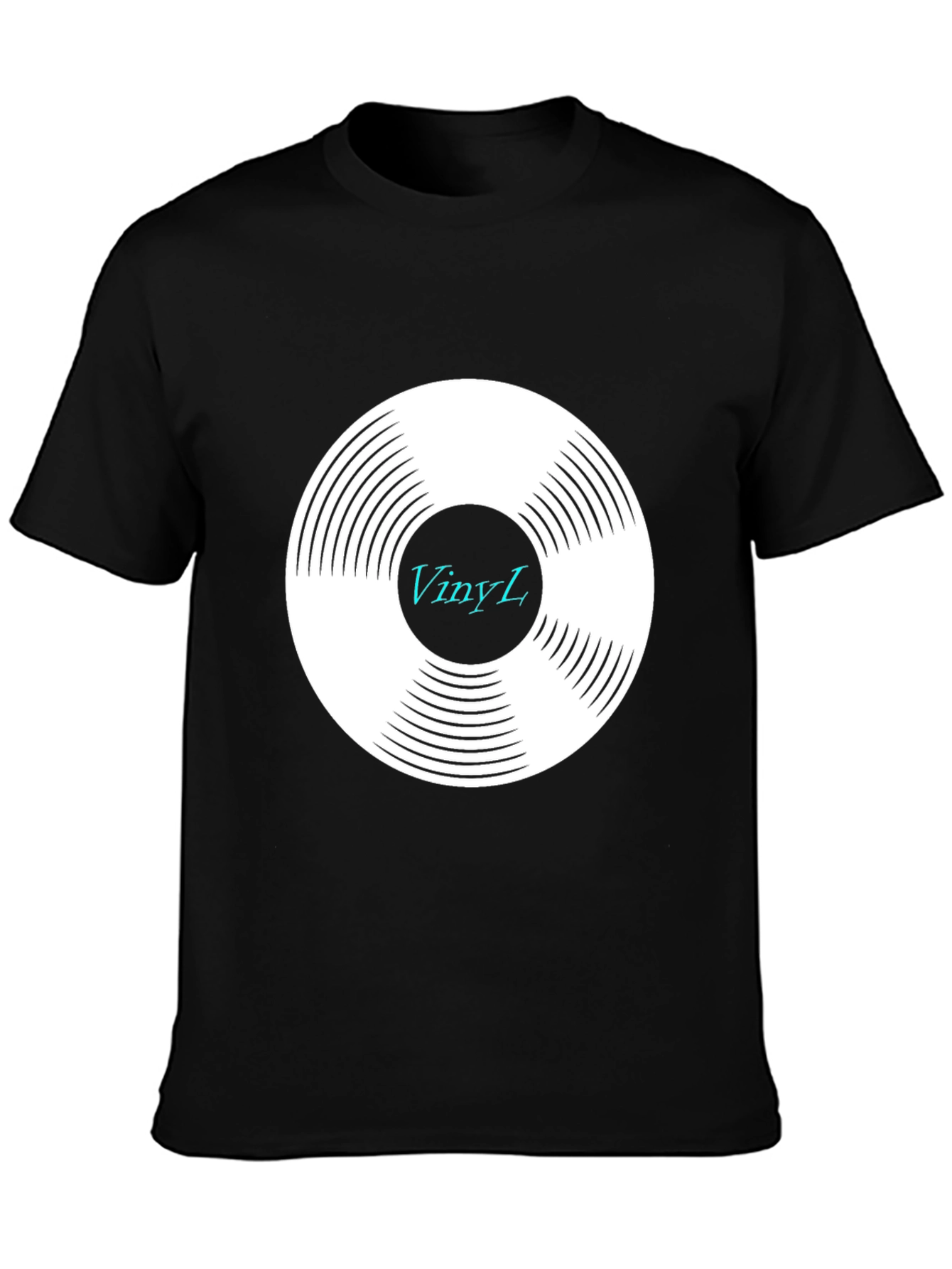 Vinyl Record Graphic Tee - Black Cotton Blend