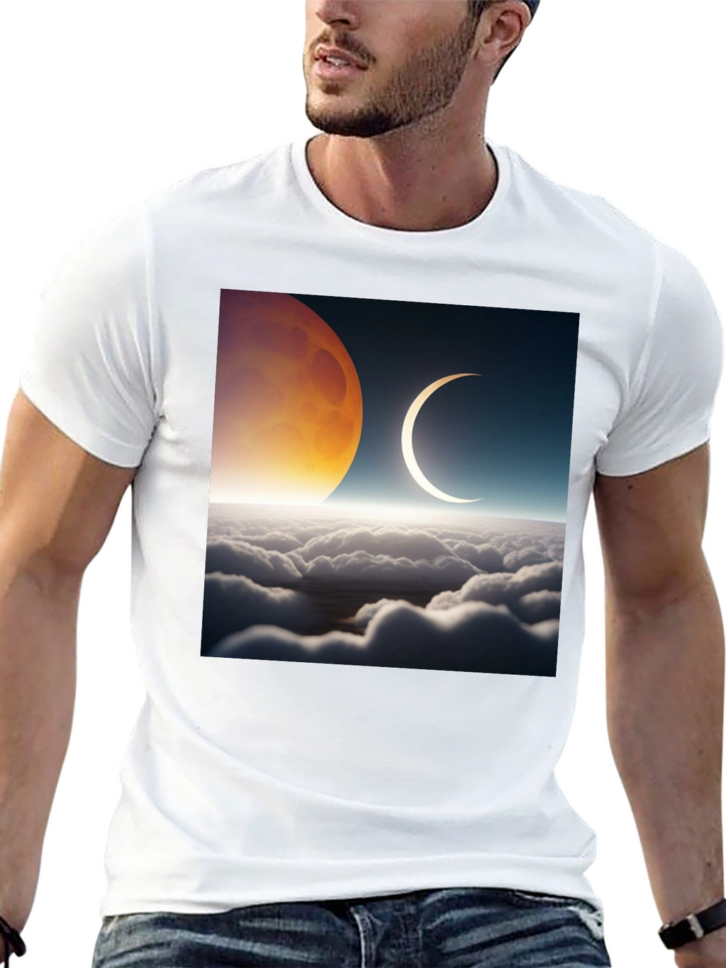 Lunar Eclipse Graphic Tee - Black Cotton T-Shirt