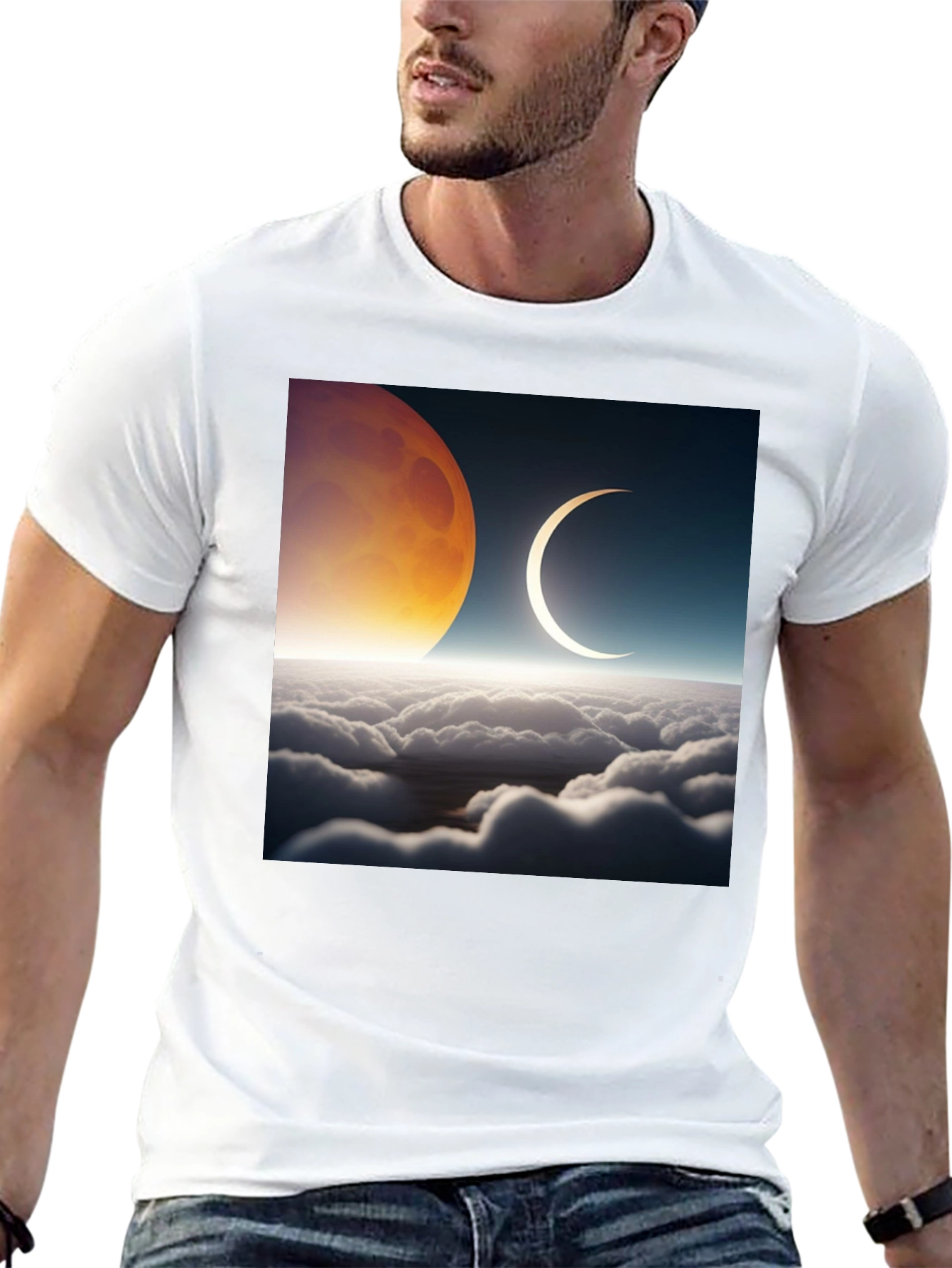 Lunar Eclipse Graphic Tee - Black Cotton T-Shirt