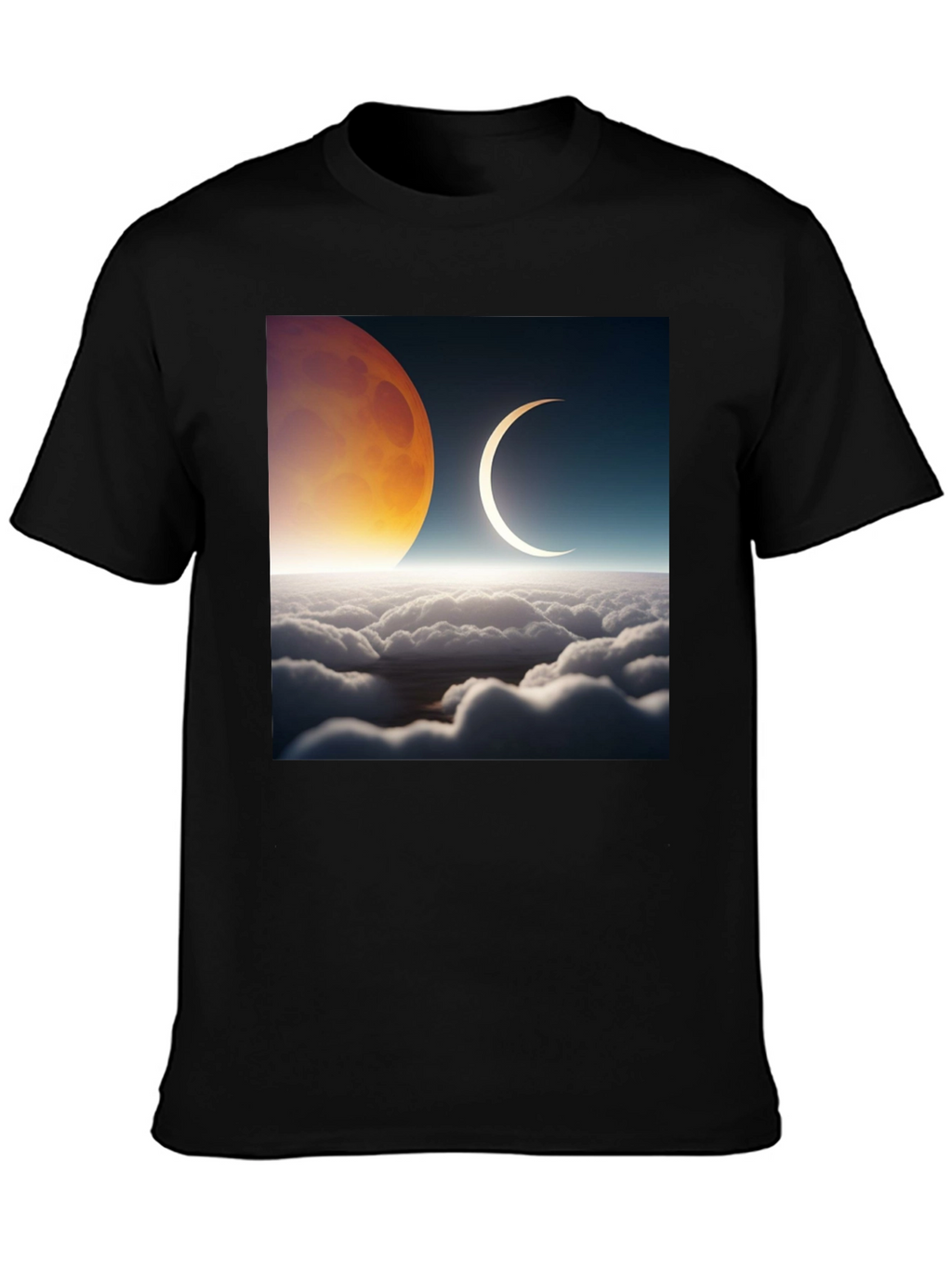 Lunar Eclipse Graphic Tee - Black Cotton T-Shirt