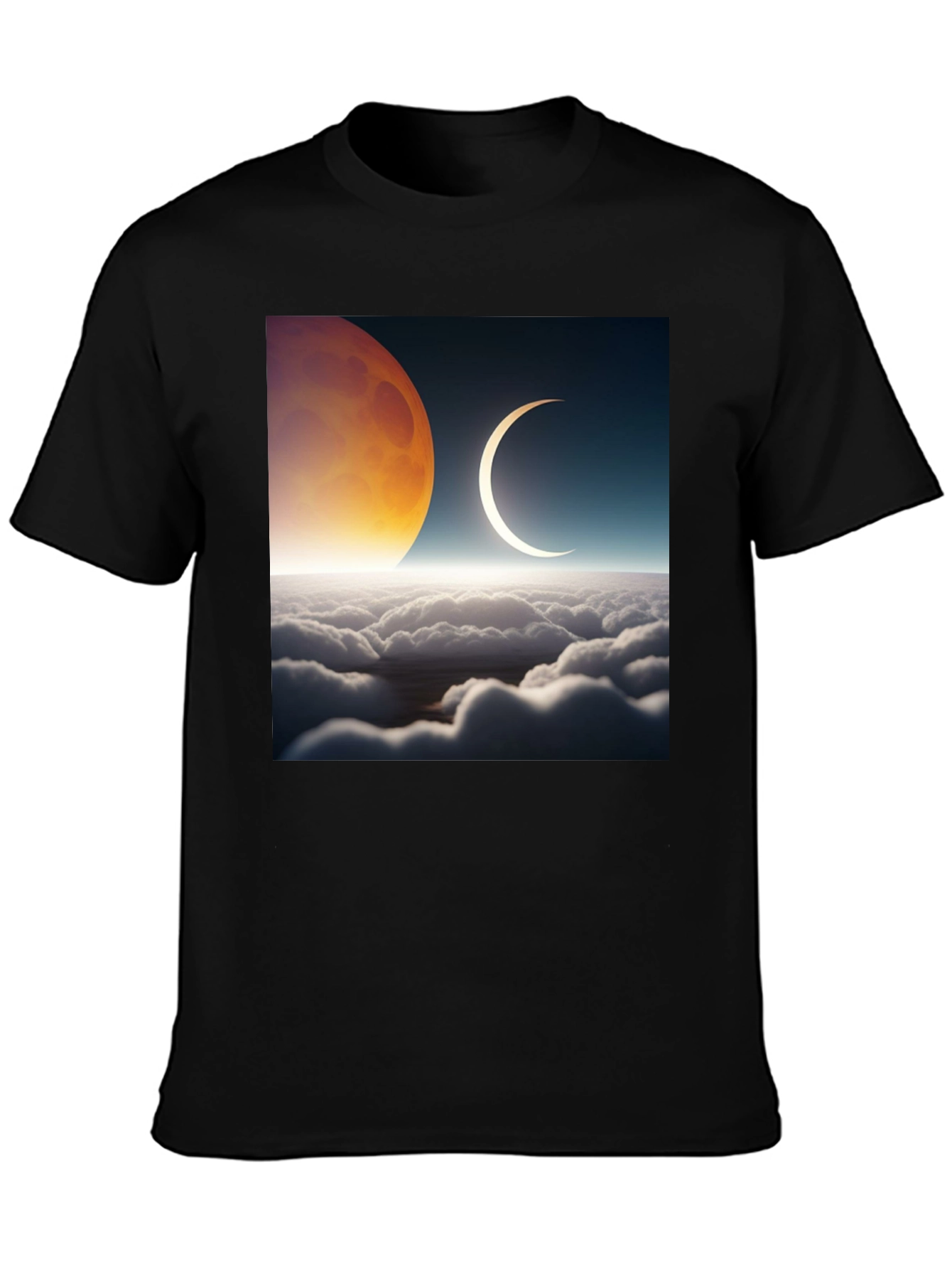 Lunar Eclipse Graphic Tee - Black Cotton T-Shirt