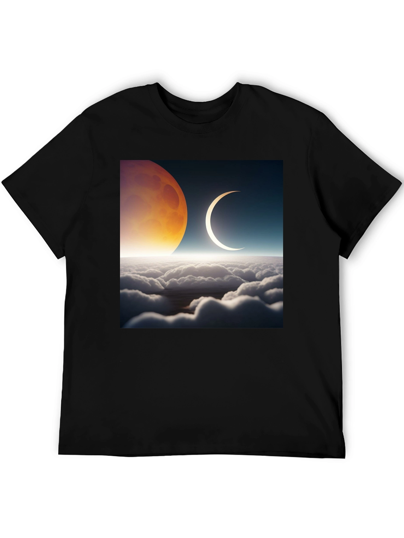 Lunar Eclipse Graphic Tee - Black Cotton T-Shirt