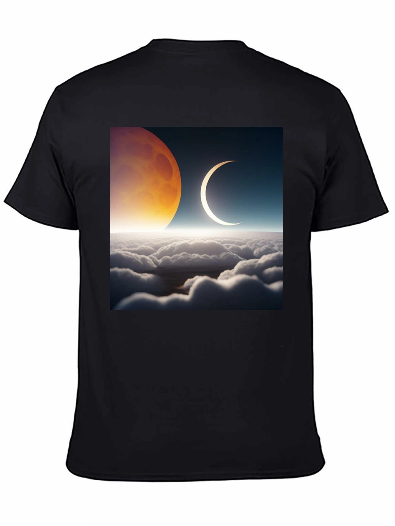 Lunar Eclipse Graphic Tee - Black Cotton T-Shirt