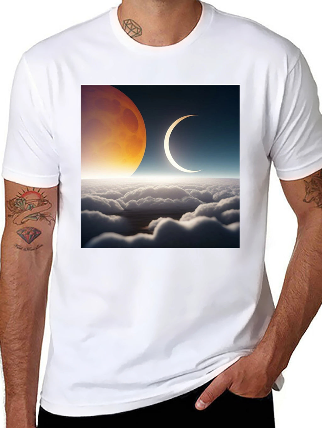 Lunar Eclipse Graphic Tee - Black Cotton T-Shirt