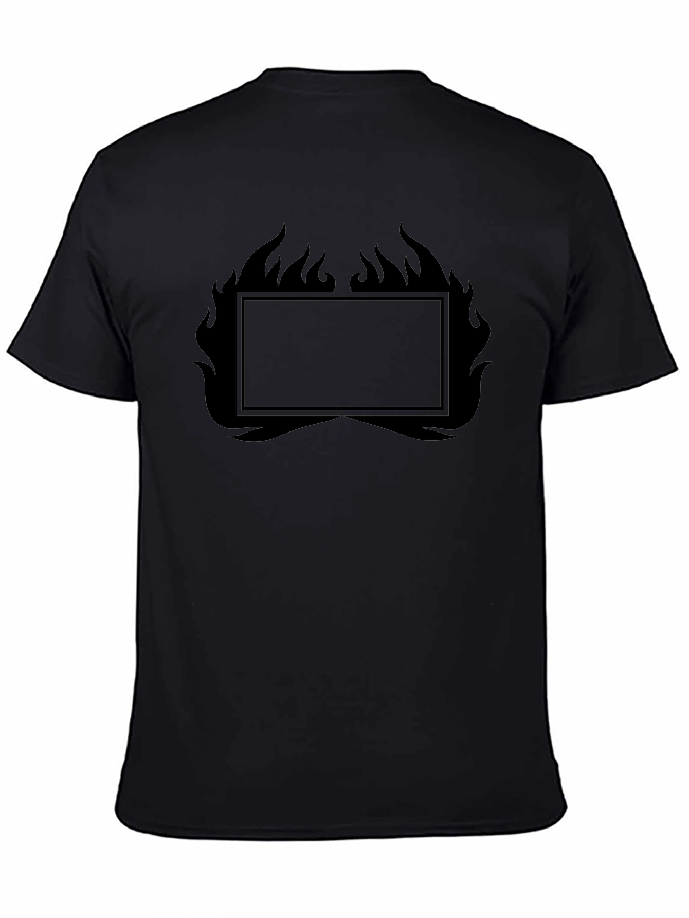 Mens Black Graphic T-Shirt - Flames Design