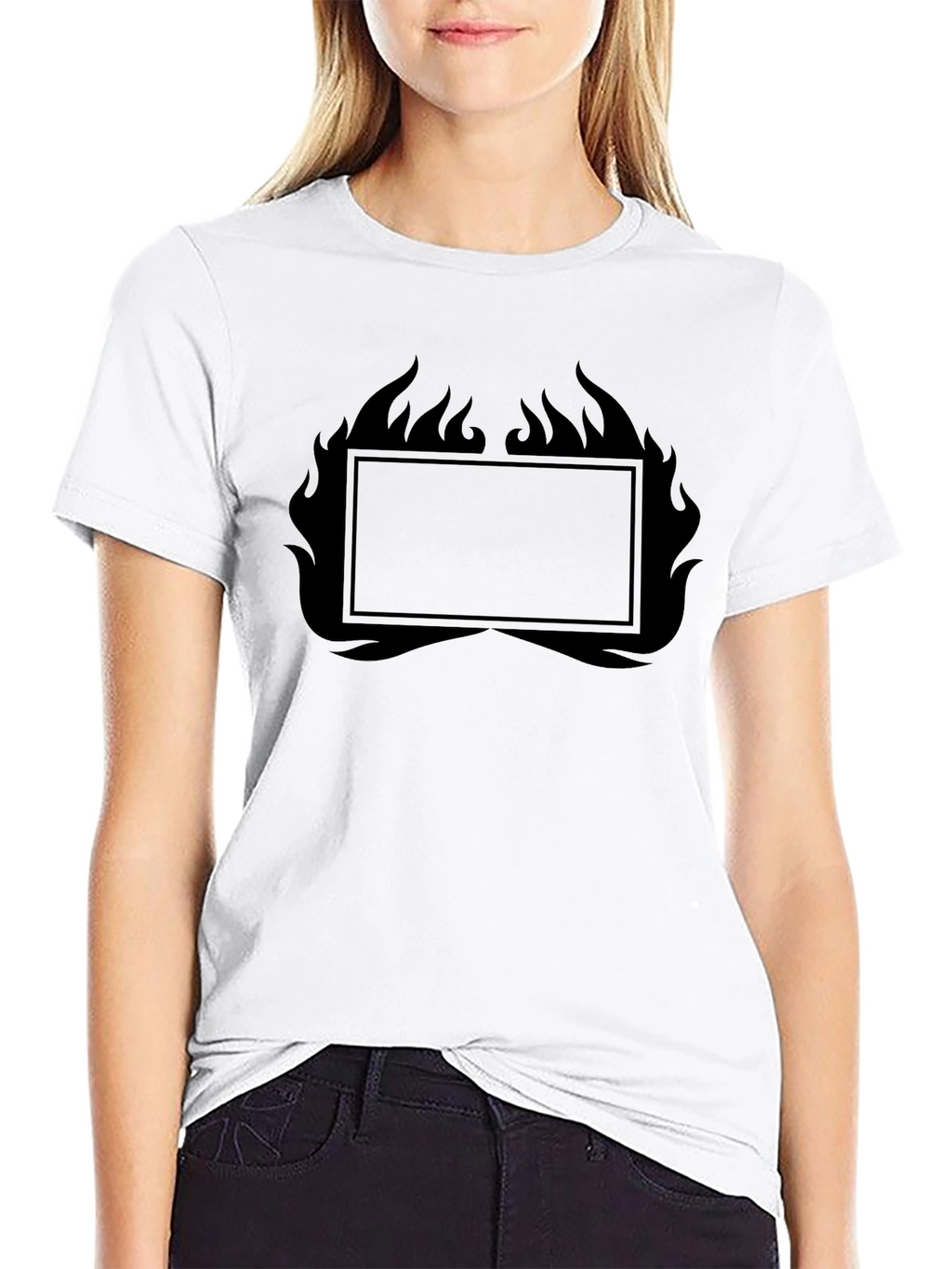 Mens Black Graphic T-Shirt - Flames Design