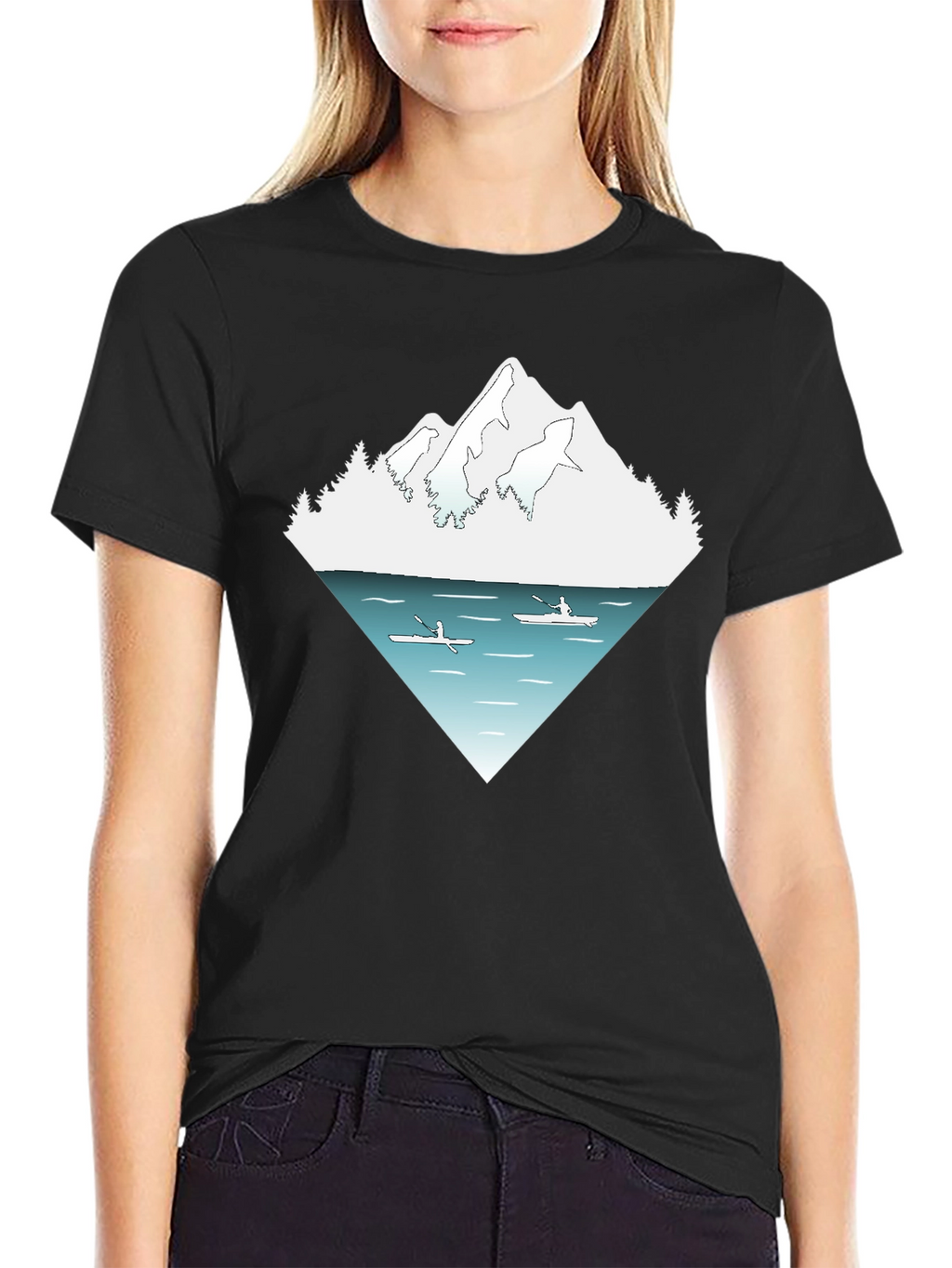 Mountain Lake Kayak Graphic Tee - Nature Adventure Shirt