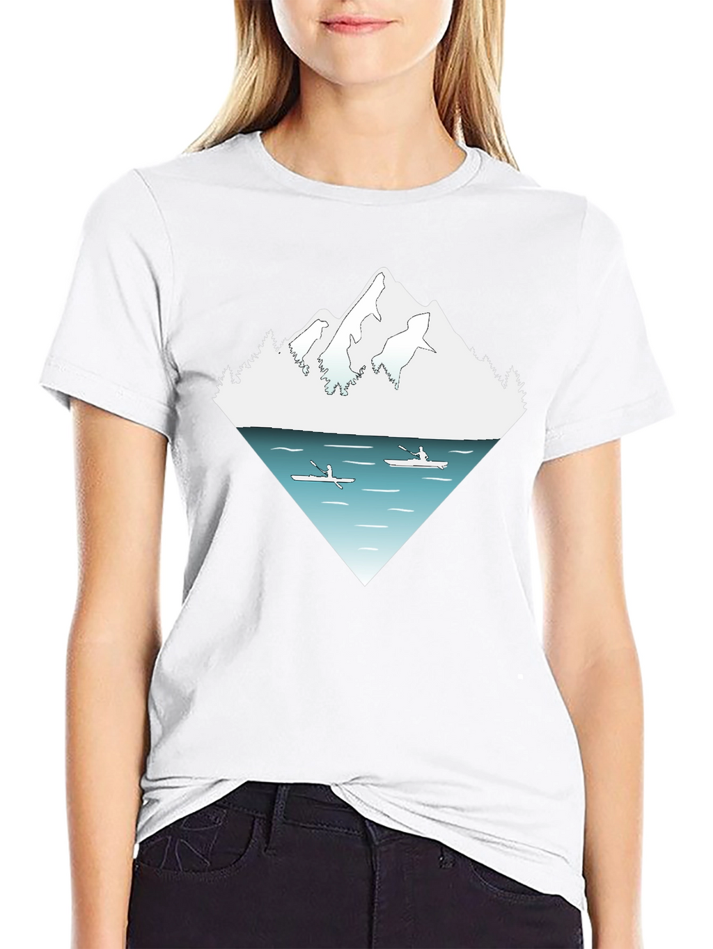 Mountain Lake Kayak Graphic Tee - Nature Adventure Shirt