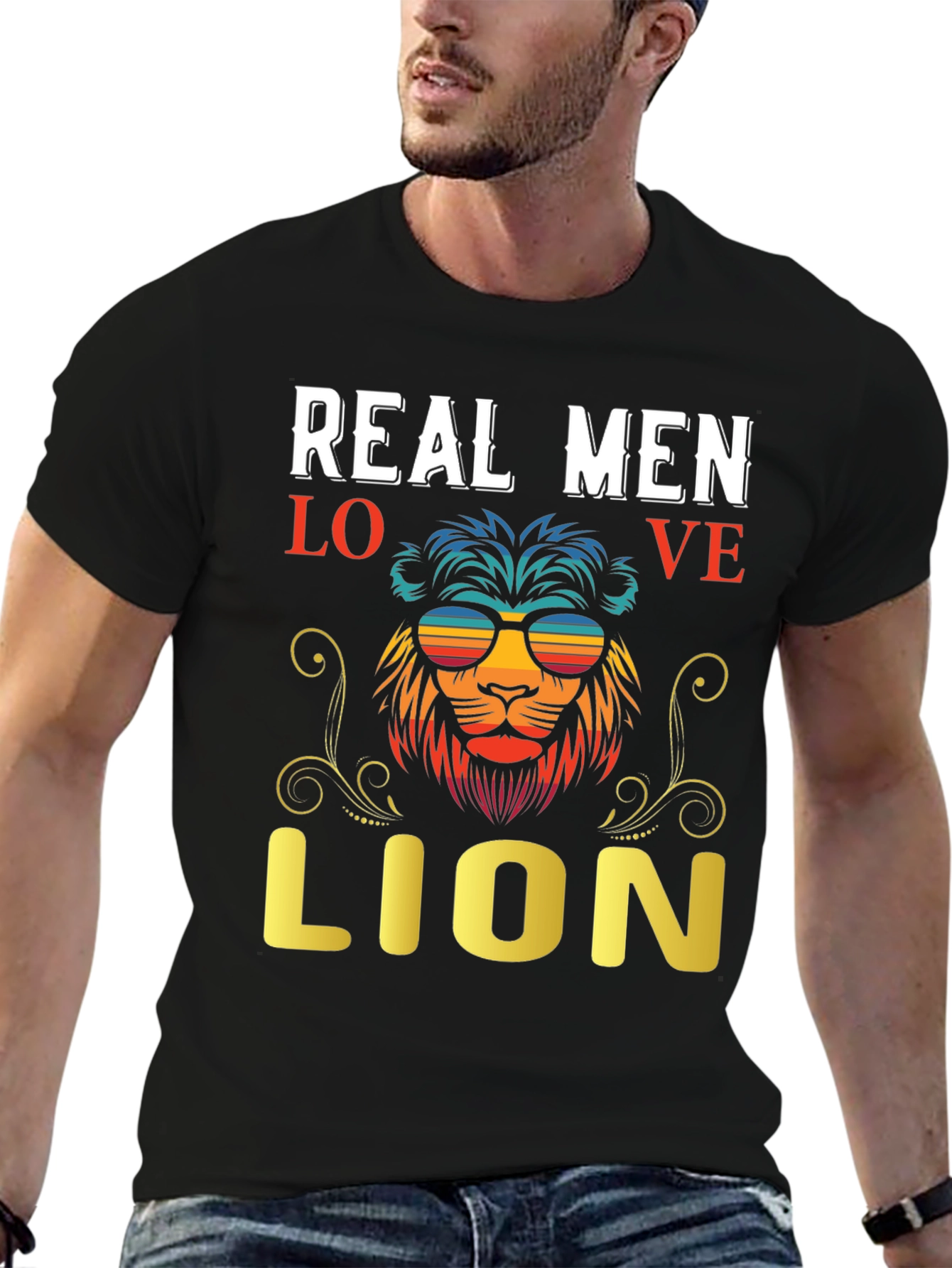 Real Men Love Lion T-Shirt - Unique Lion Graphic Tee