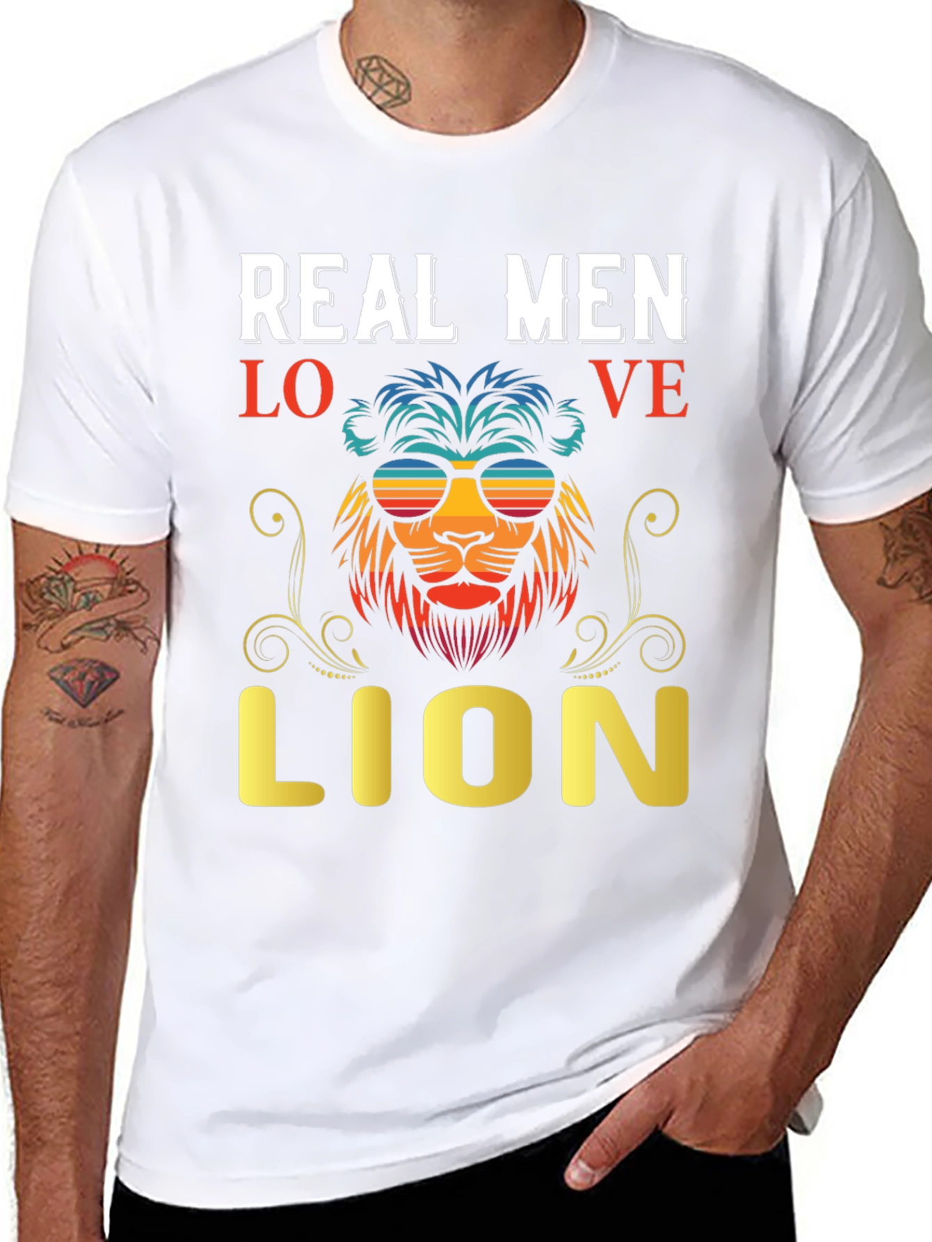 Real Men Love Lion T-Shirt - Unique Lion Graphic Tee