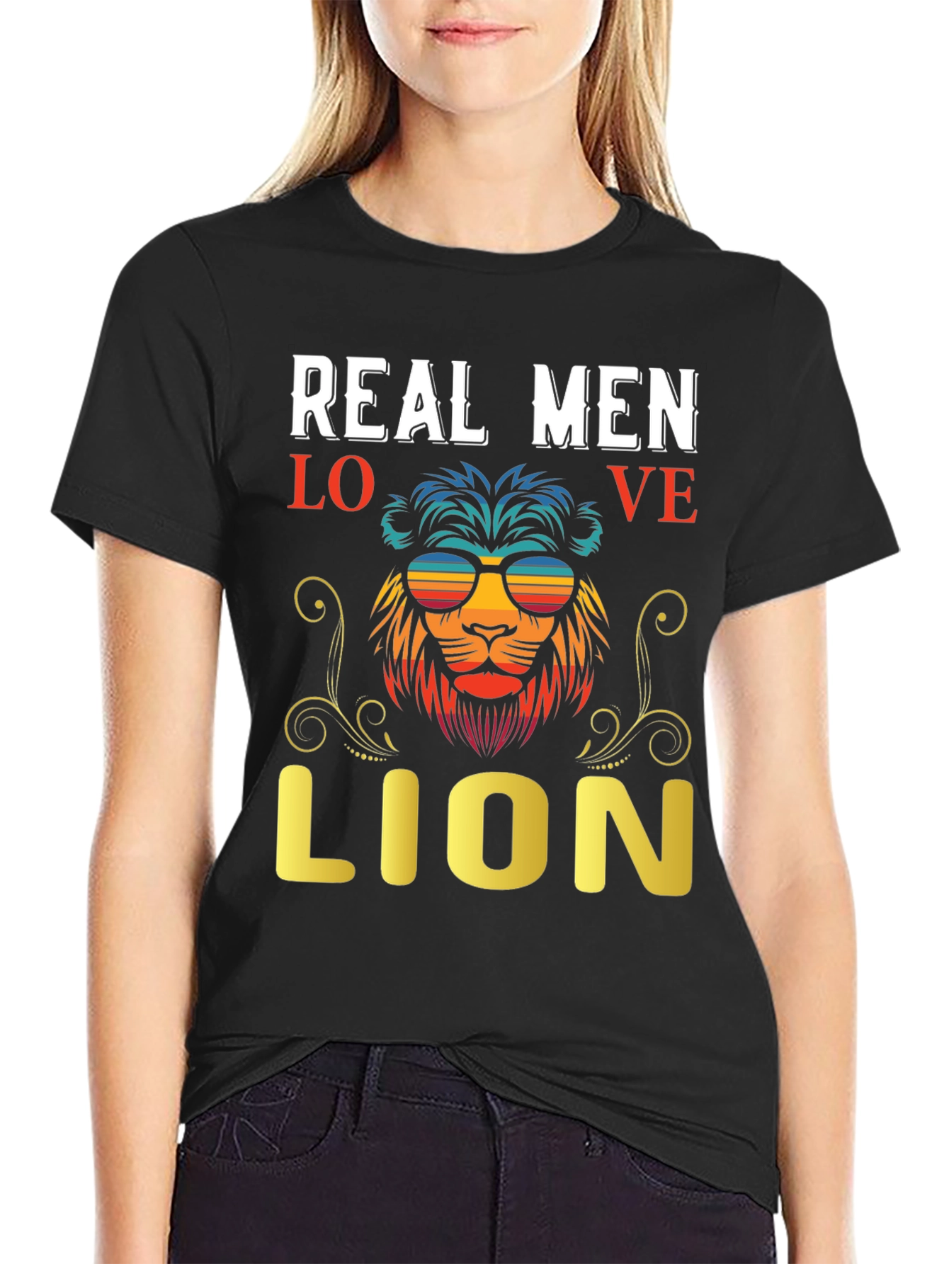 Real Men Love Lion T-Shirt - Unique Lion Graphic Tee