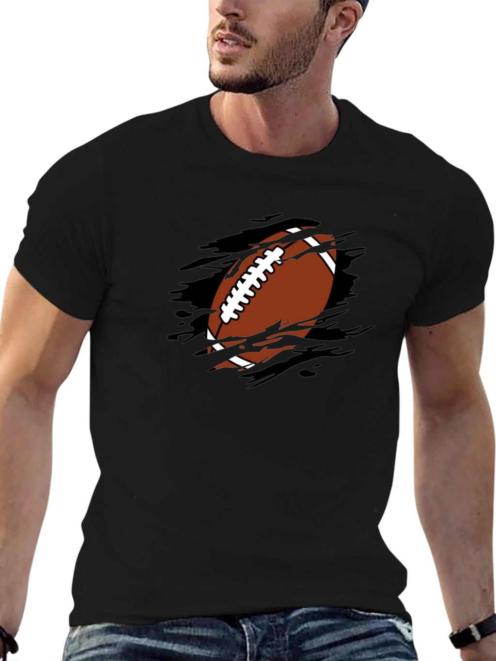Football Graphic T-Shirt - Black