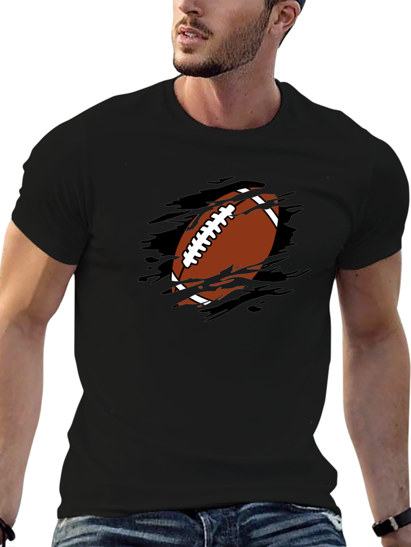 Football Graphic T-Shirt - Black