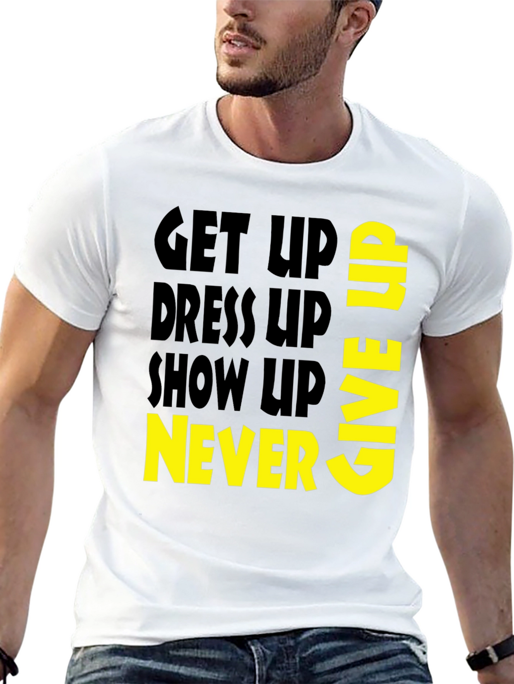 Motivational Graphic Tee: Never Give Up
