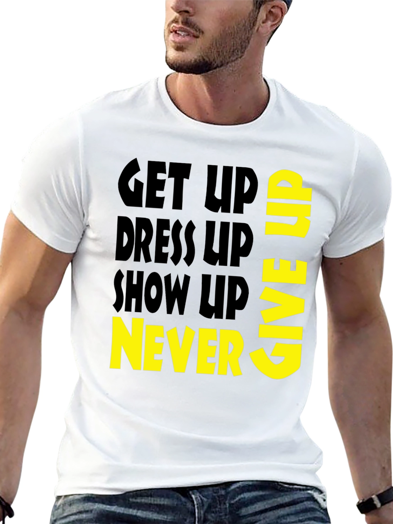 Motivational Graphic Tee: Never Give Up