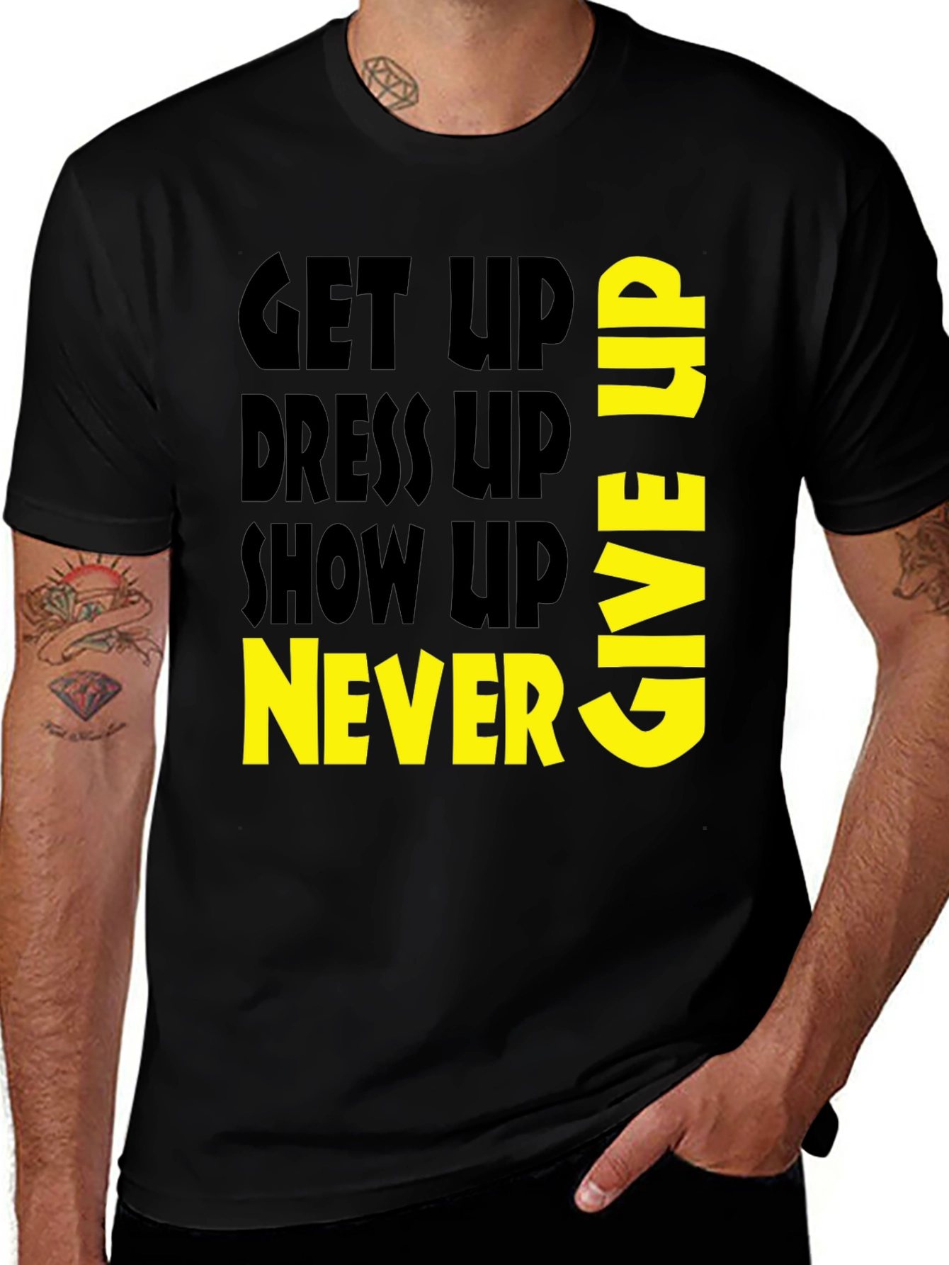 Motivational Graphic Tee: Never Give Up