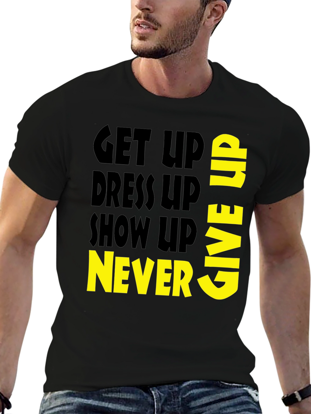 Motivational Graphic Tee: Never Give Up