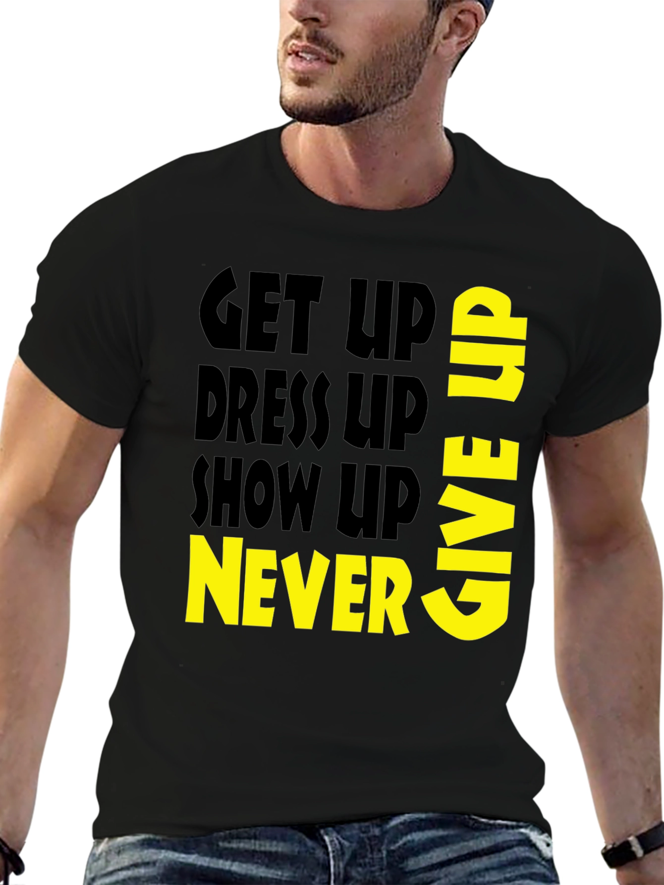 Motivational Graphic Tee: Never Give Up