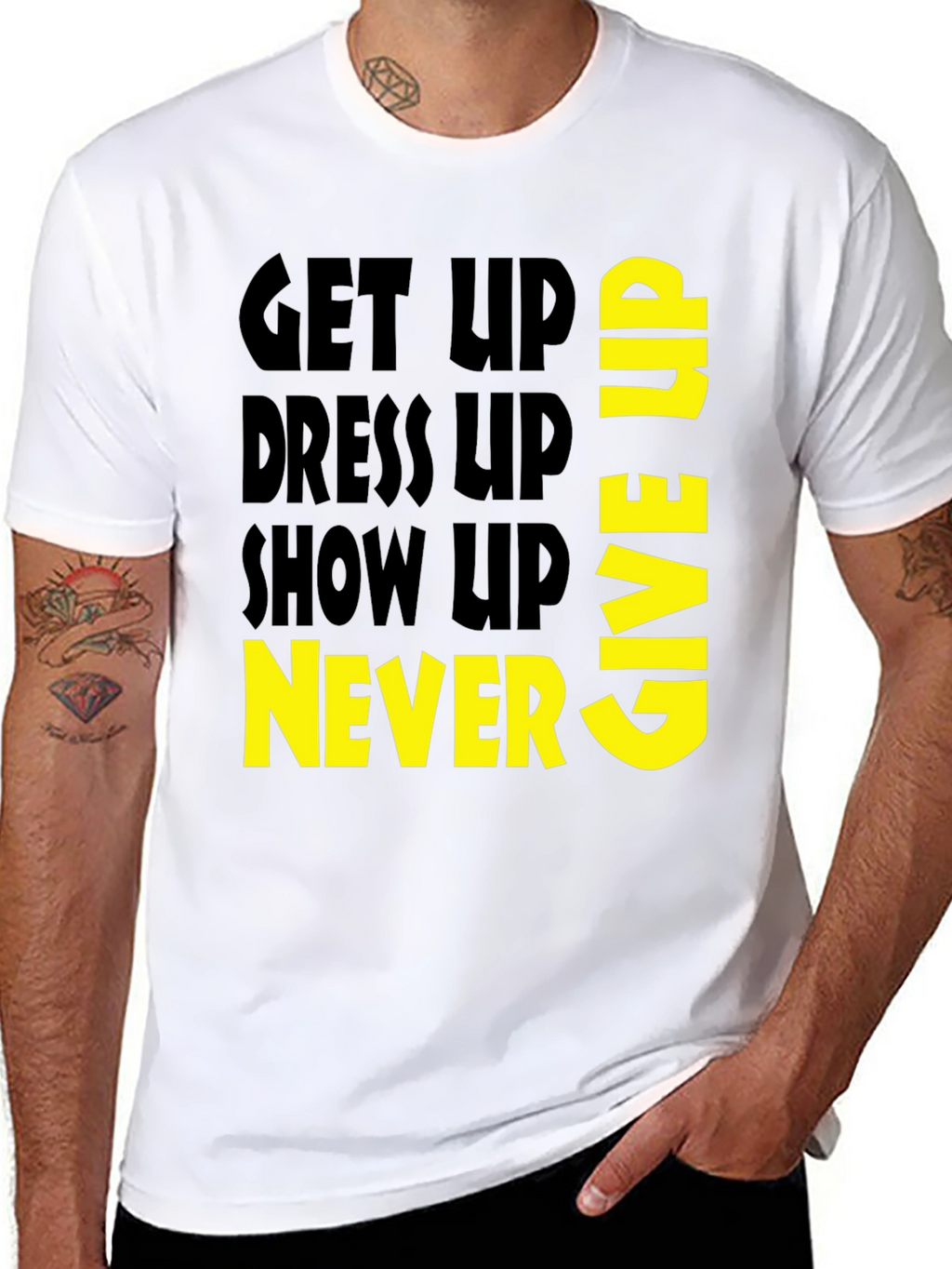Motivational Graphic Tee: Never Give Up