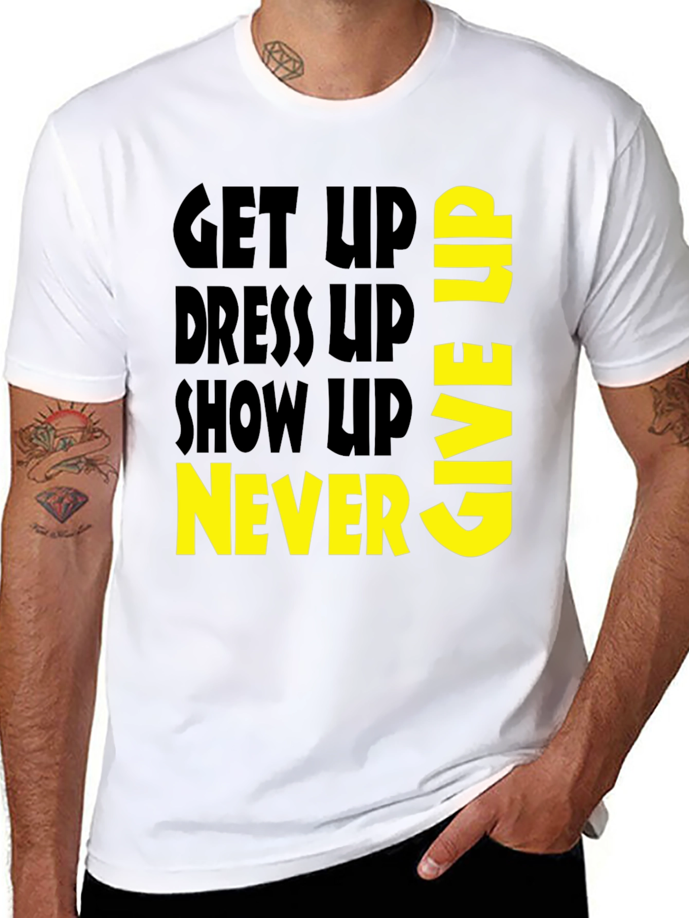 Motivational Graphic Tee: Never Give Up