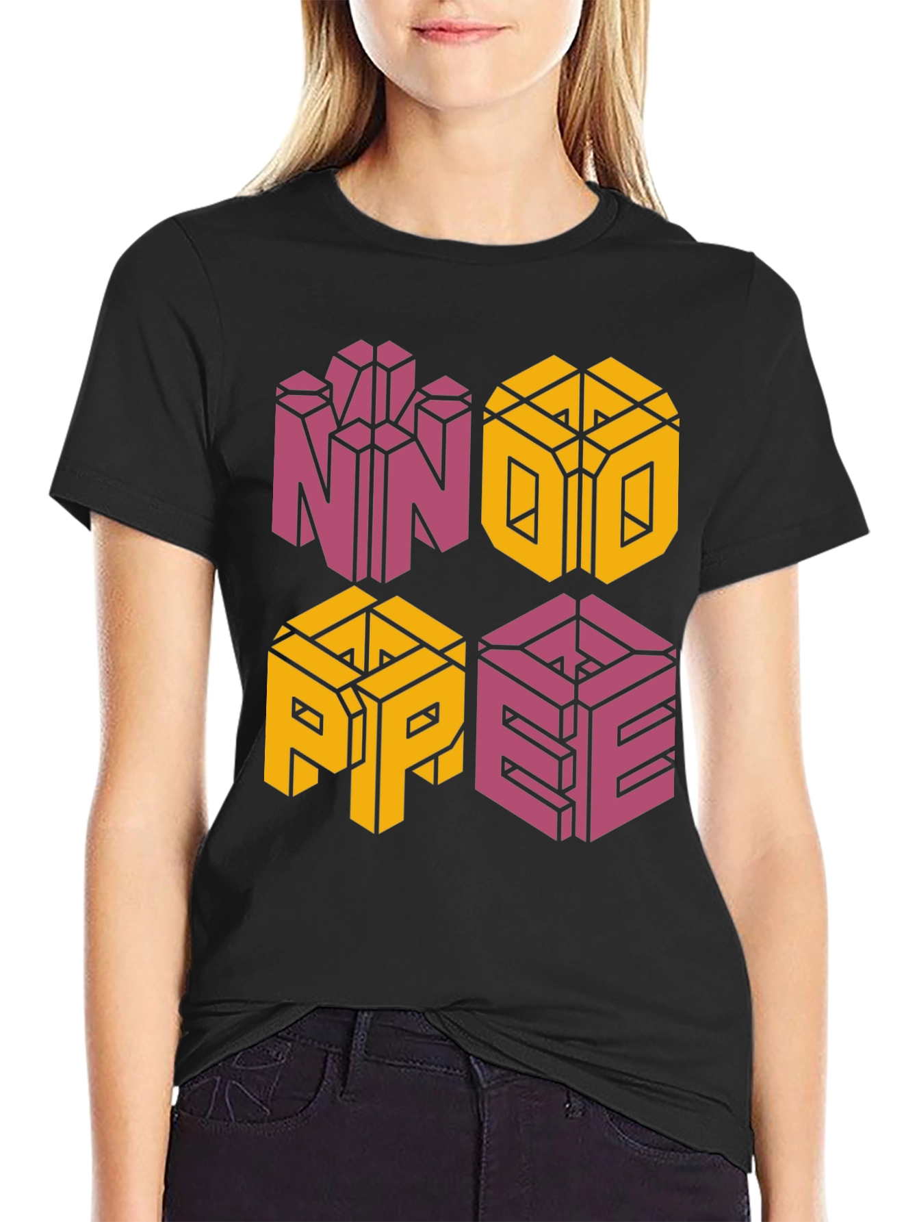 Retro NOPE Graphic Tee - Unique Geometric Design