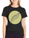 Feather Graphic Tee - Minimalist Black Shirt