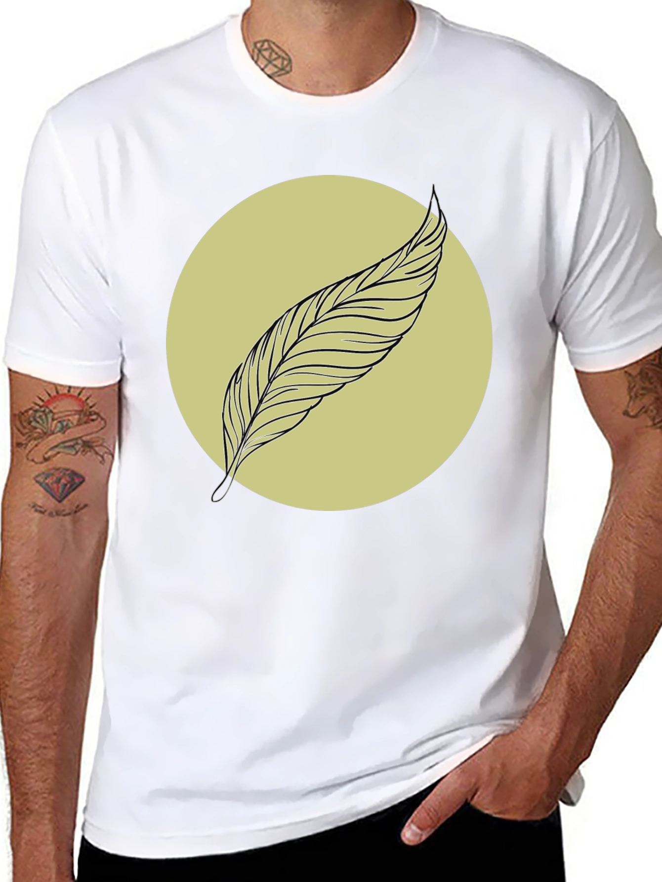 Feather Graphic Tee - Minimalist Black Shirt