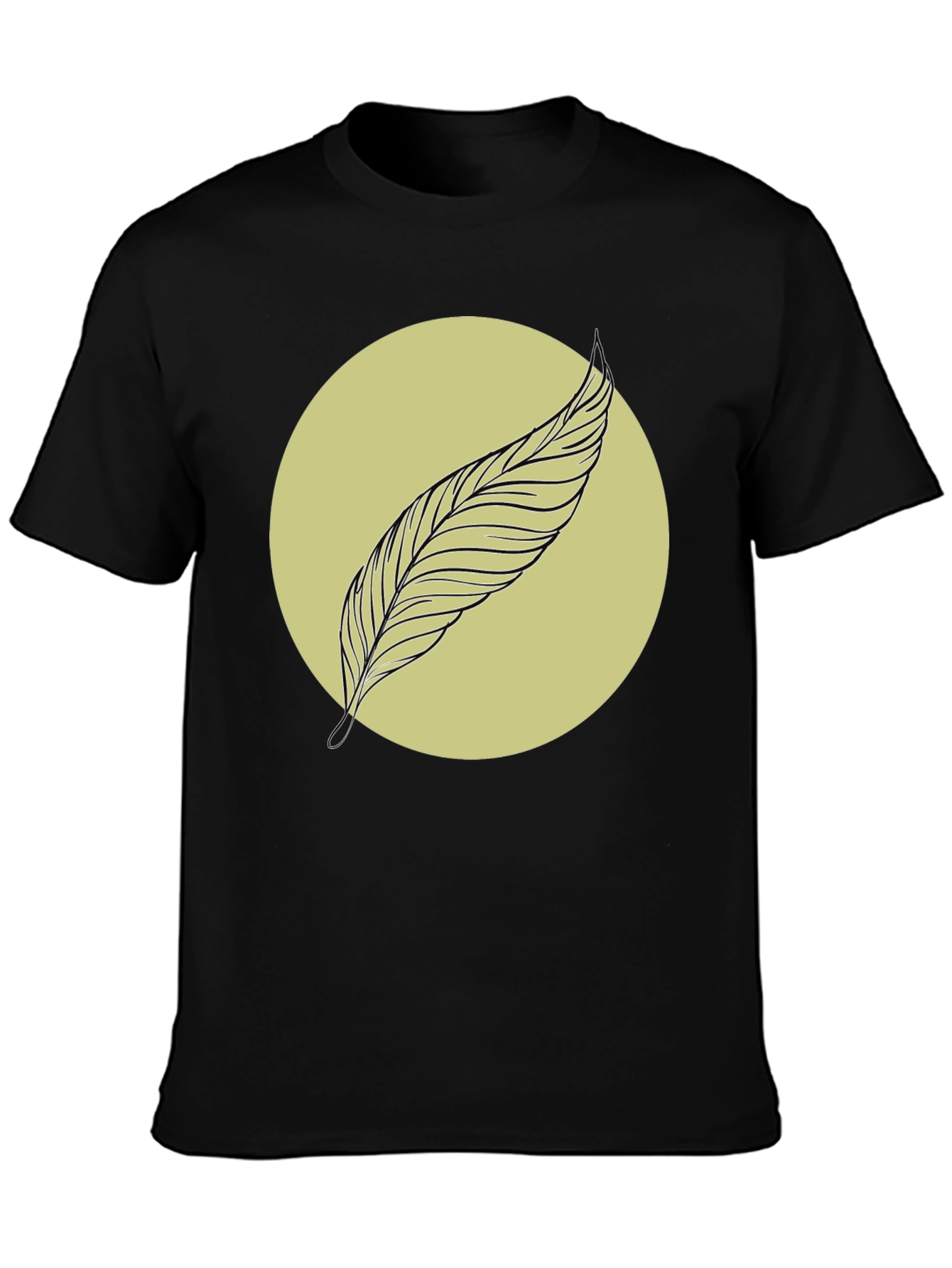 Feather Graphic Tee - Minimalist Black Shirt