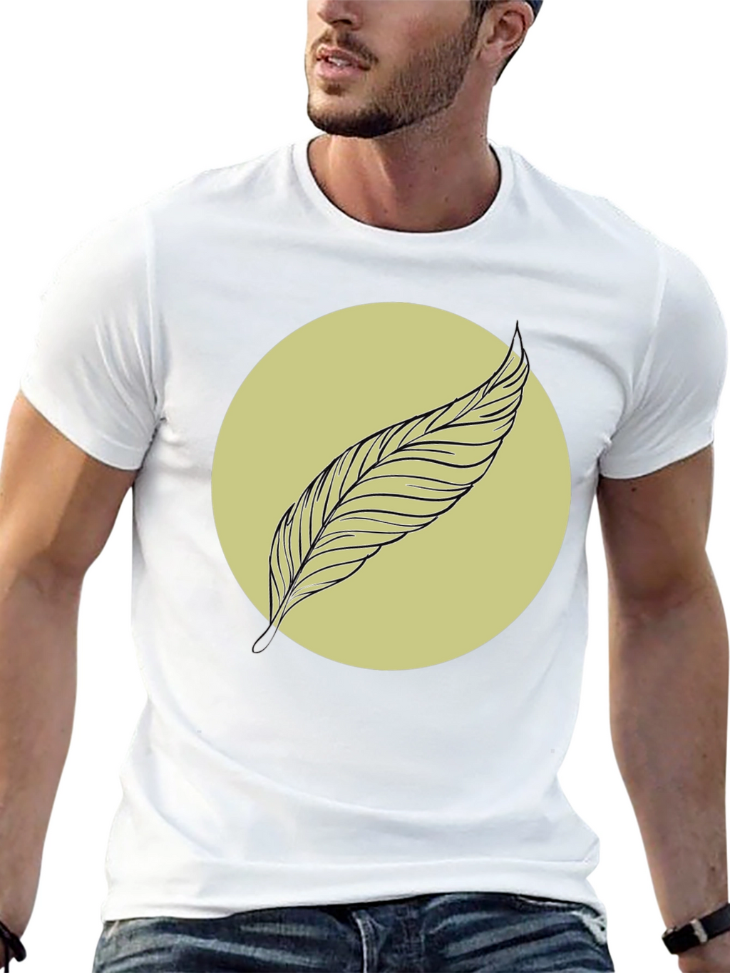 Feather Graphic Tee - Minimalist Black Shirt